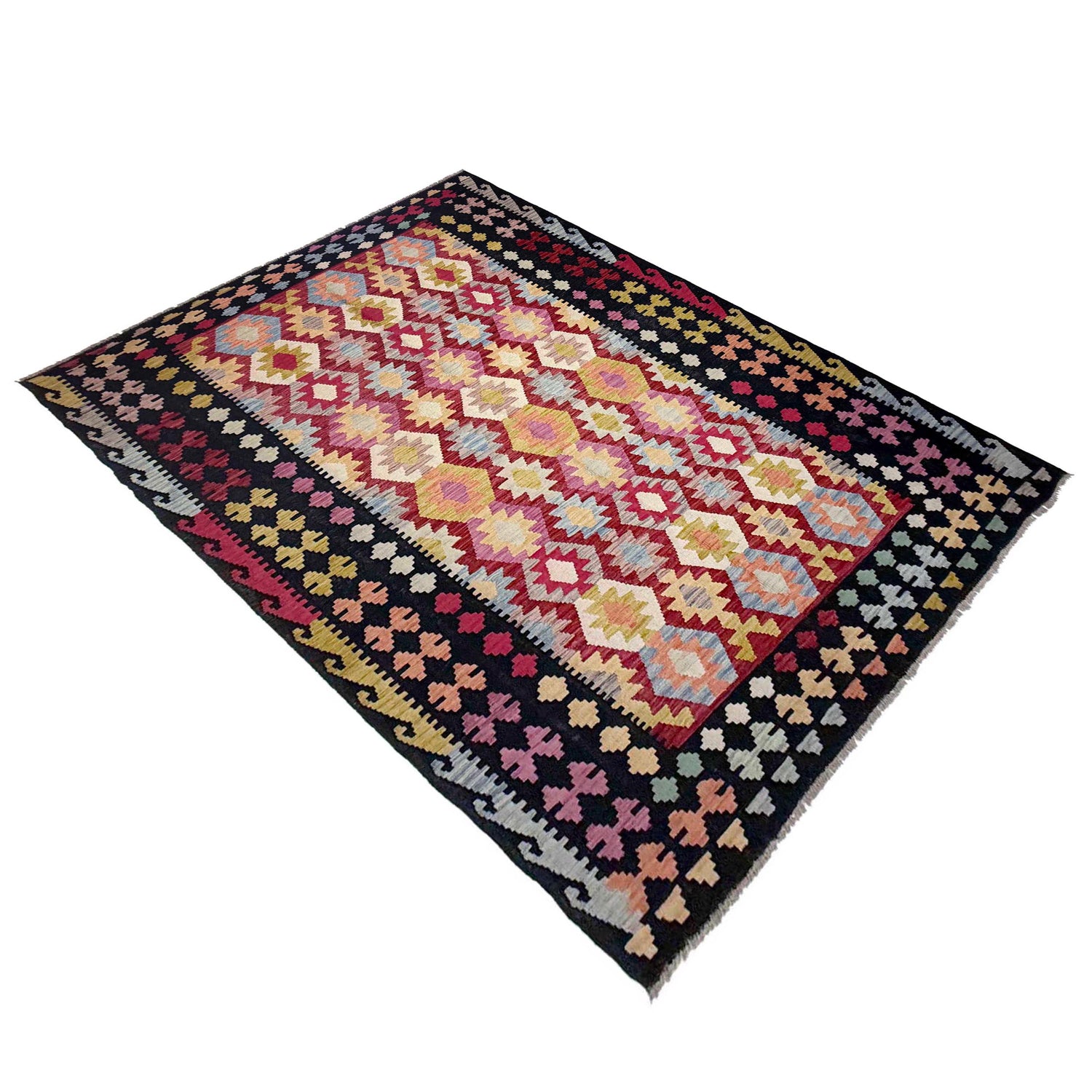 Handmade Vegetable Kilim 6' 7" x 9' 9" (ft) - No. R38632