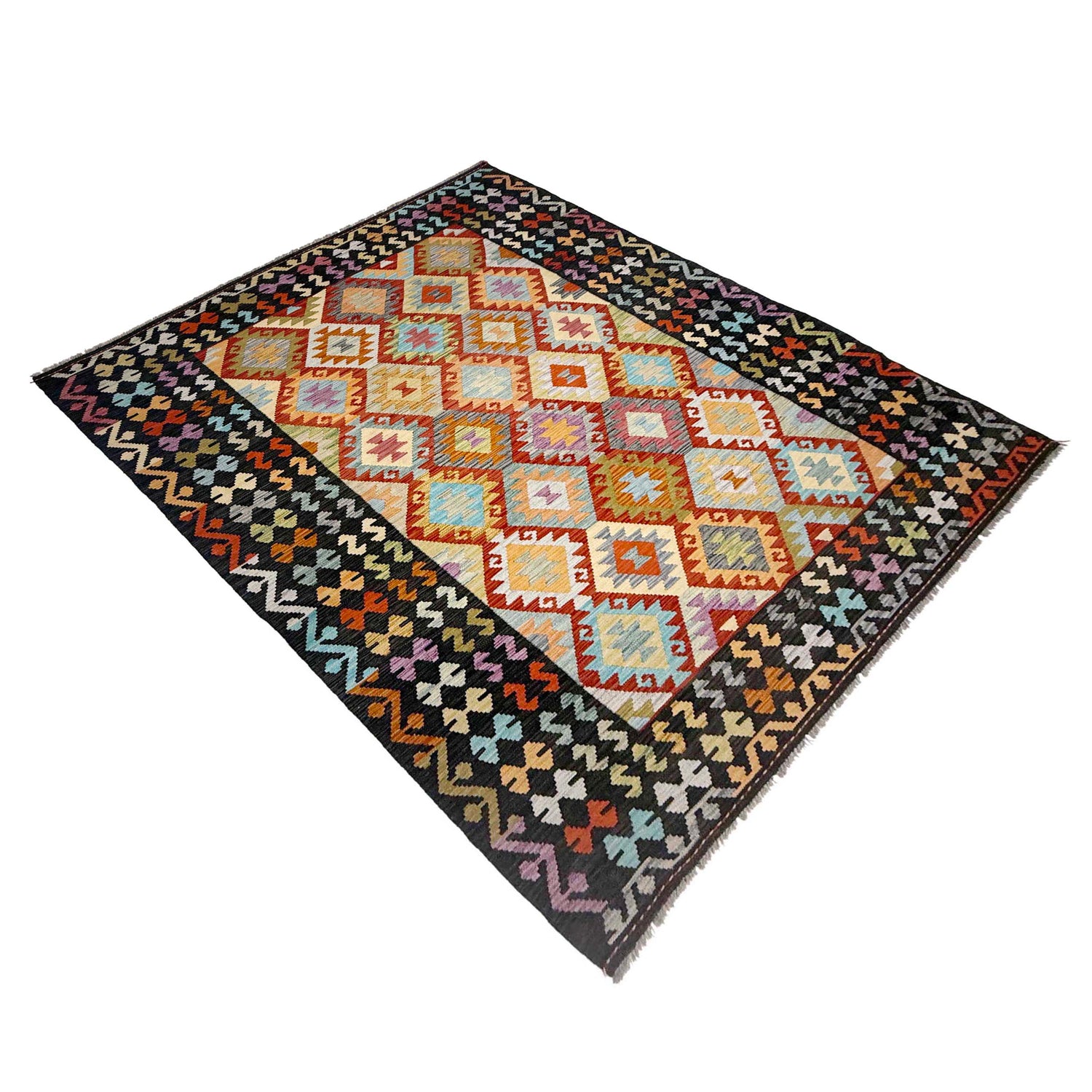 Handmade Vegetable Kelim 6' 9" x 9' 8" (ft) - No. R38633