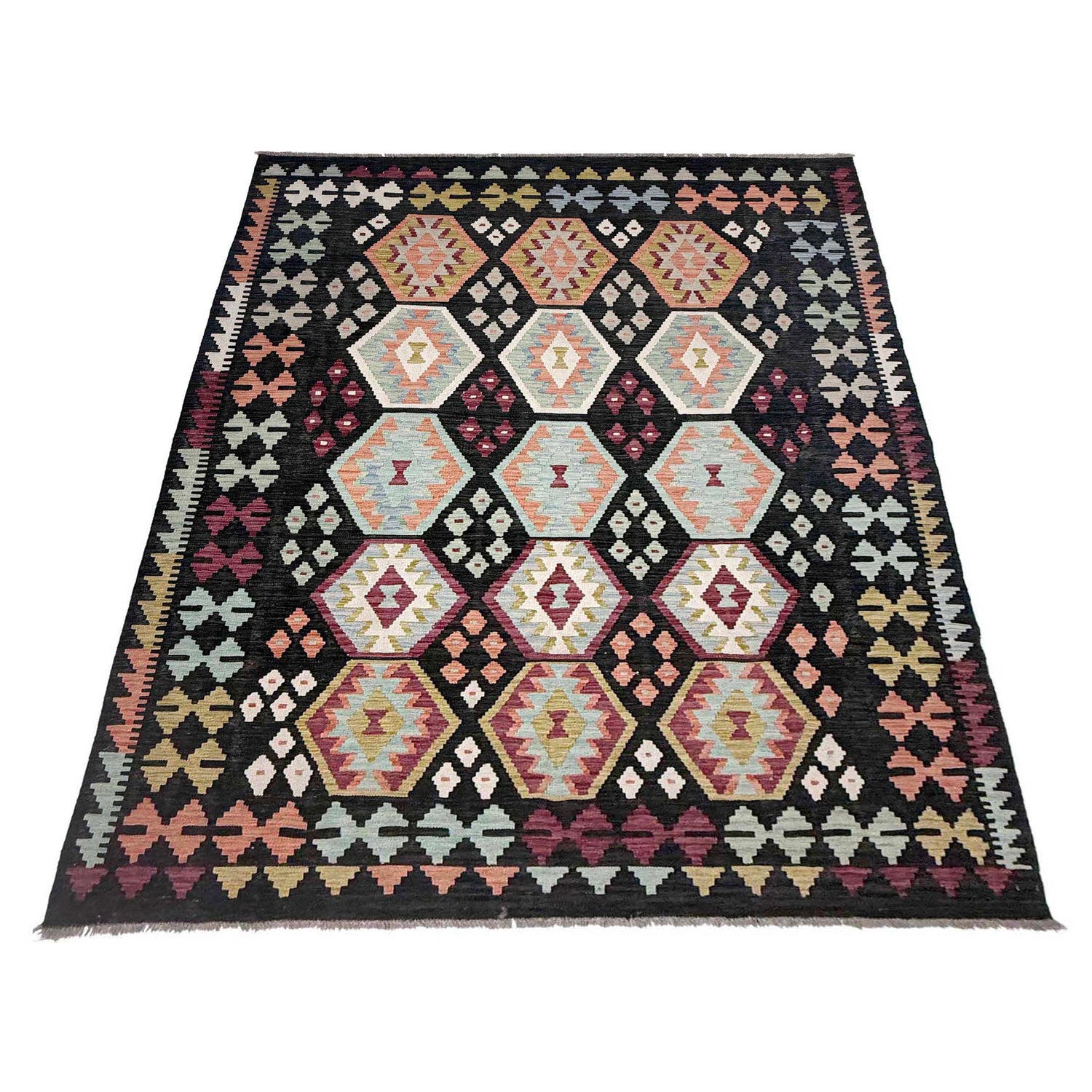 Handmade Vegetable Kilim 6' 7" x 9' 10" (ft) - No. R38634