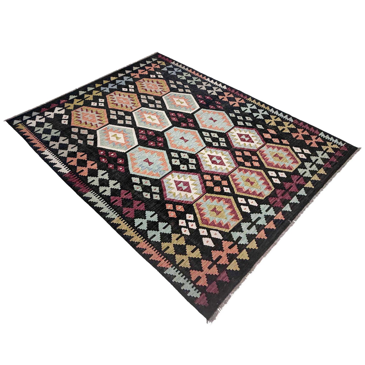 Handmade Vegetable Kilim 6' 7" x 9' 10" (ft) - No. R38634