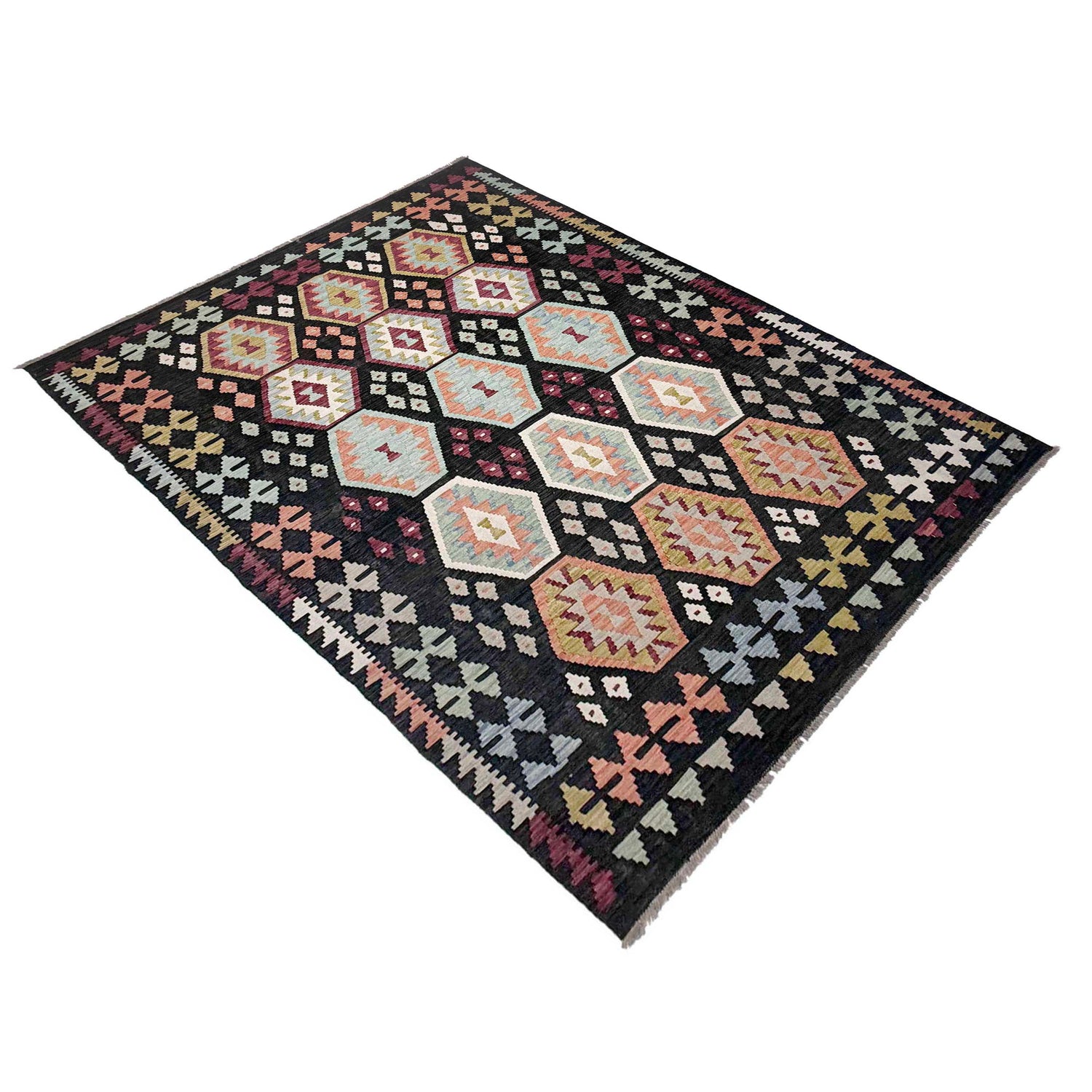 Handmade Vegetable Kilim 6' 7" x 9' 10" (ft) - No. R38634