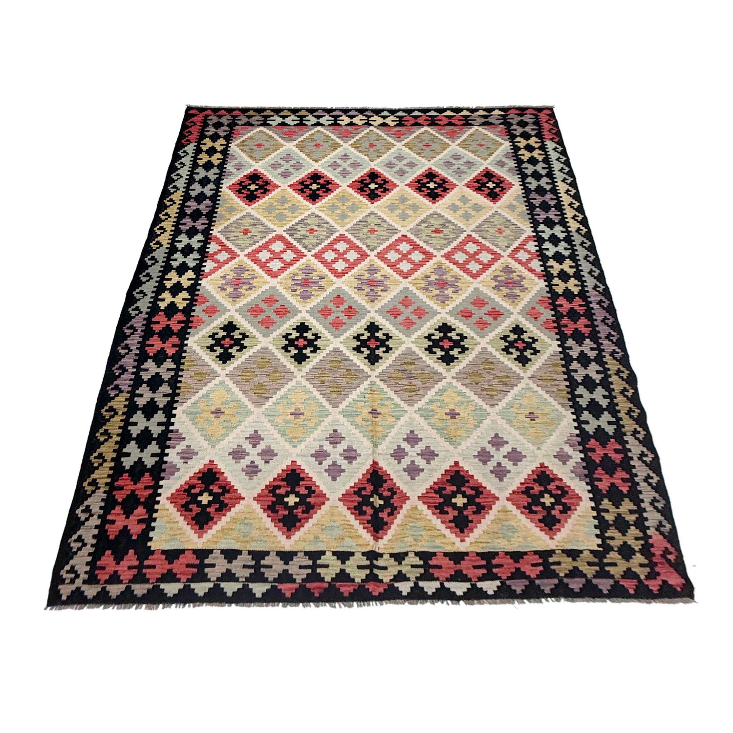 Handmade Vegetable Kelim 6' 8" x 9' 11" (ft) - No. R38635