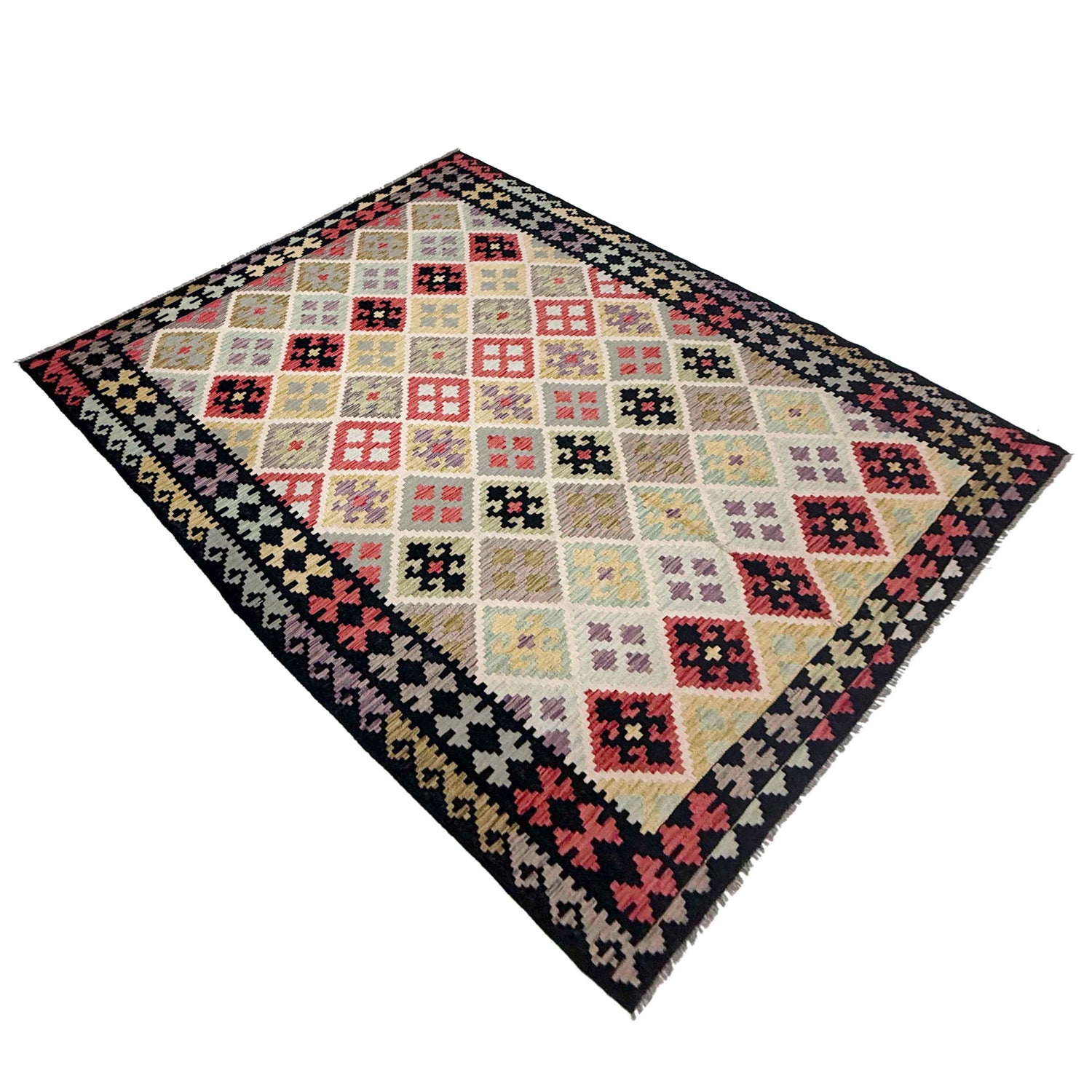 Handmade Vegetable Kelim 6' 8" x 9' 11" (ft) - No. R38635