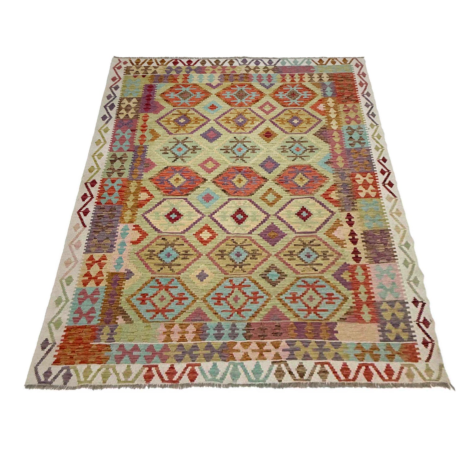 Handmade Vegetable Kelim 6' 8" x 9' 7" (ft) - No. R38640
