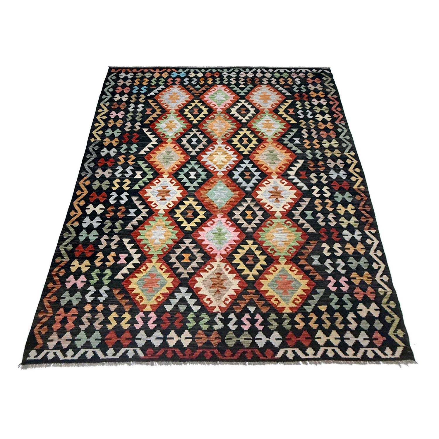 Handmade Vegetable Kelim 6' 10" x 9' 9" (ft) - No. R38642