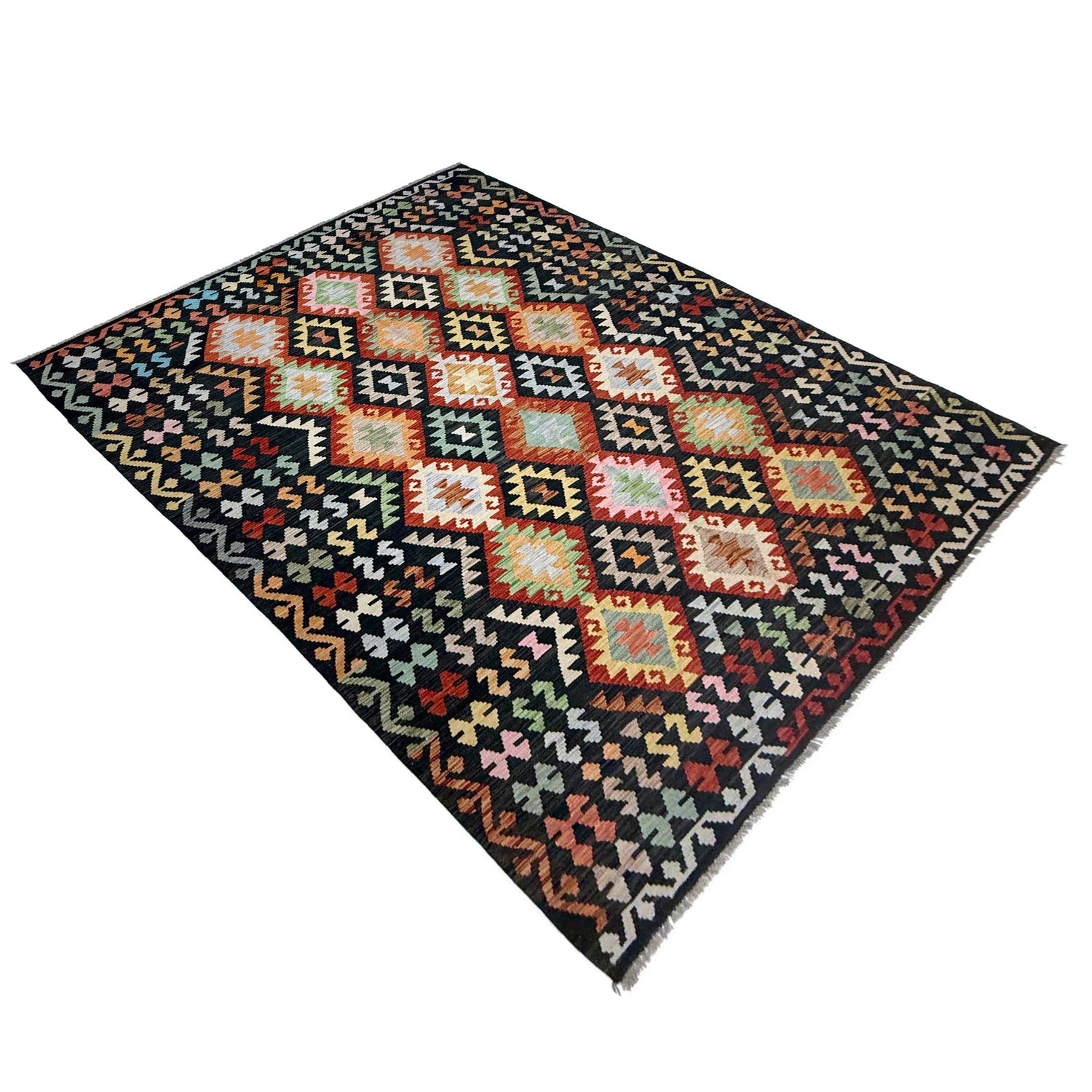 Handmade Vegetable Kelim 6' 10" x 9' 9" (ft) - No. R38642