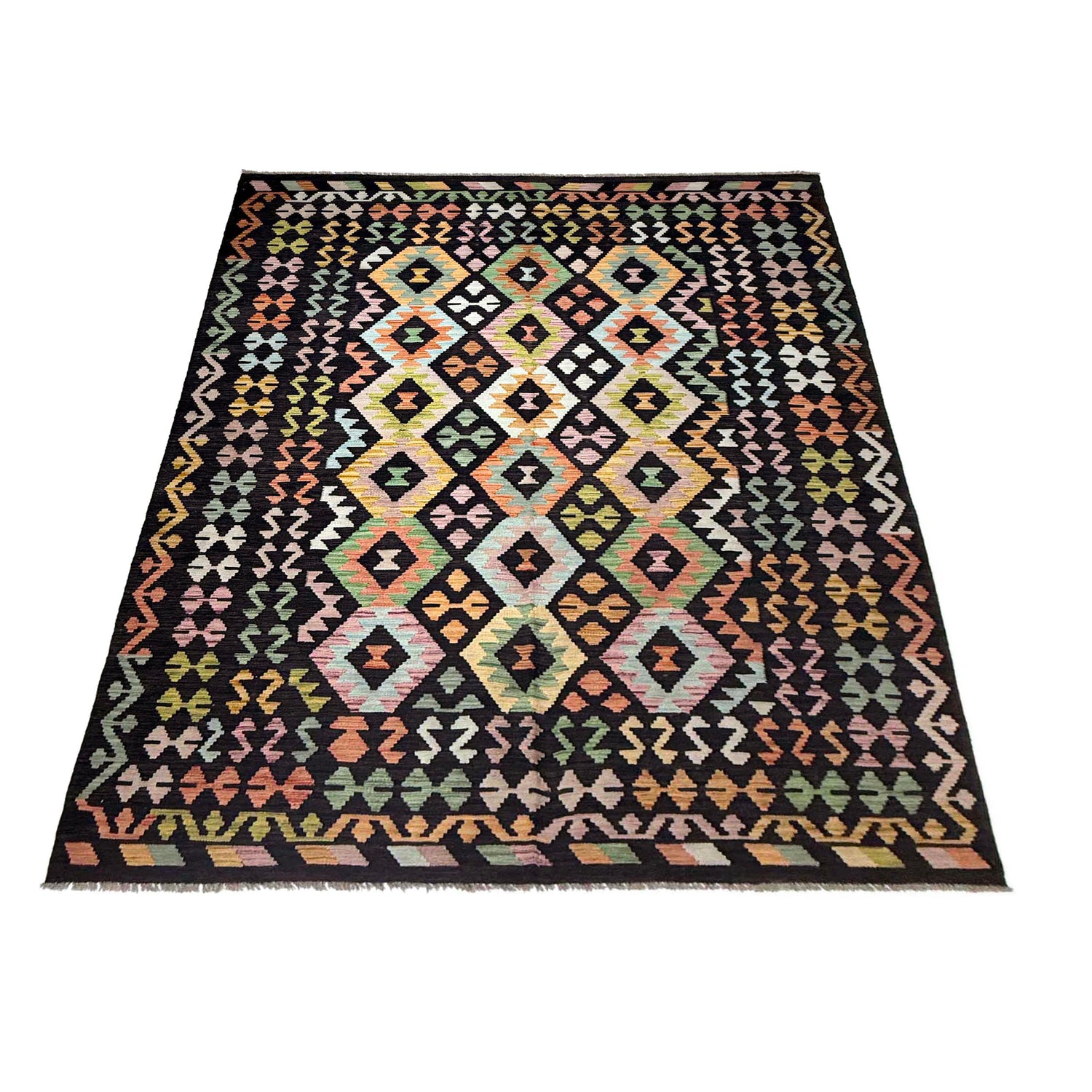 Handmade Vegetable Kilim 6' 7" x 9' 9" (ft) - No. R38643