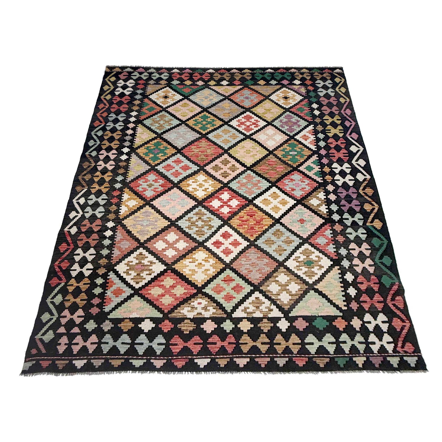 Handmade Vegetable Kilim 6' 7" x 9' 8" (ft) - No. R38666