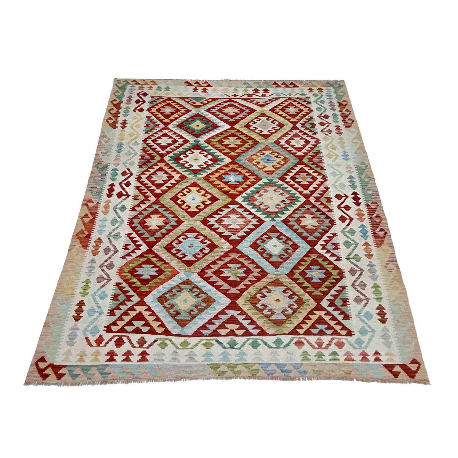 Handmade Vegetable Kilim 6' 9" x 9' 9" (ft) - No. R38674