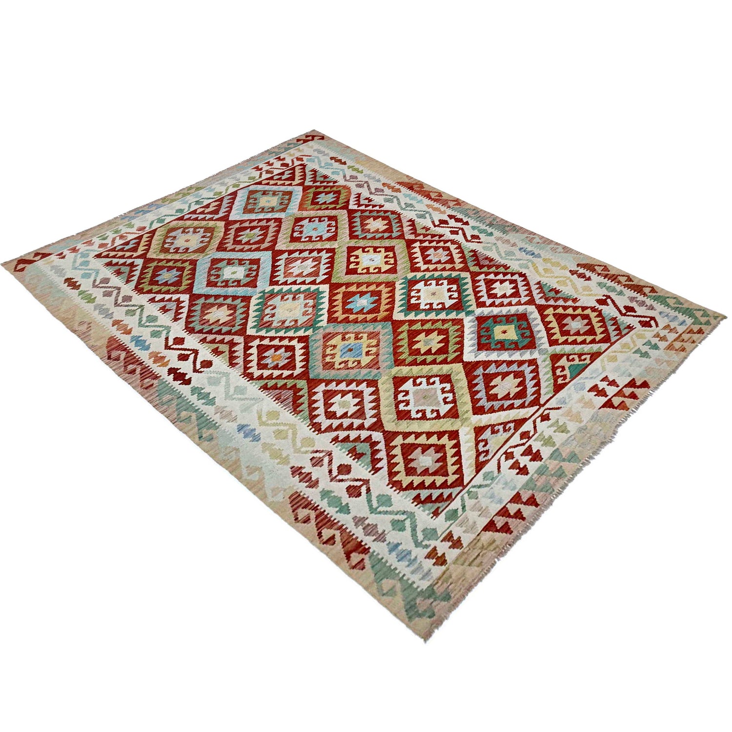 Handmade Vegetable Kilim 6' 9" x 9' 9" (ft) - No. R38674