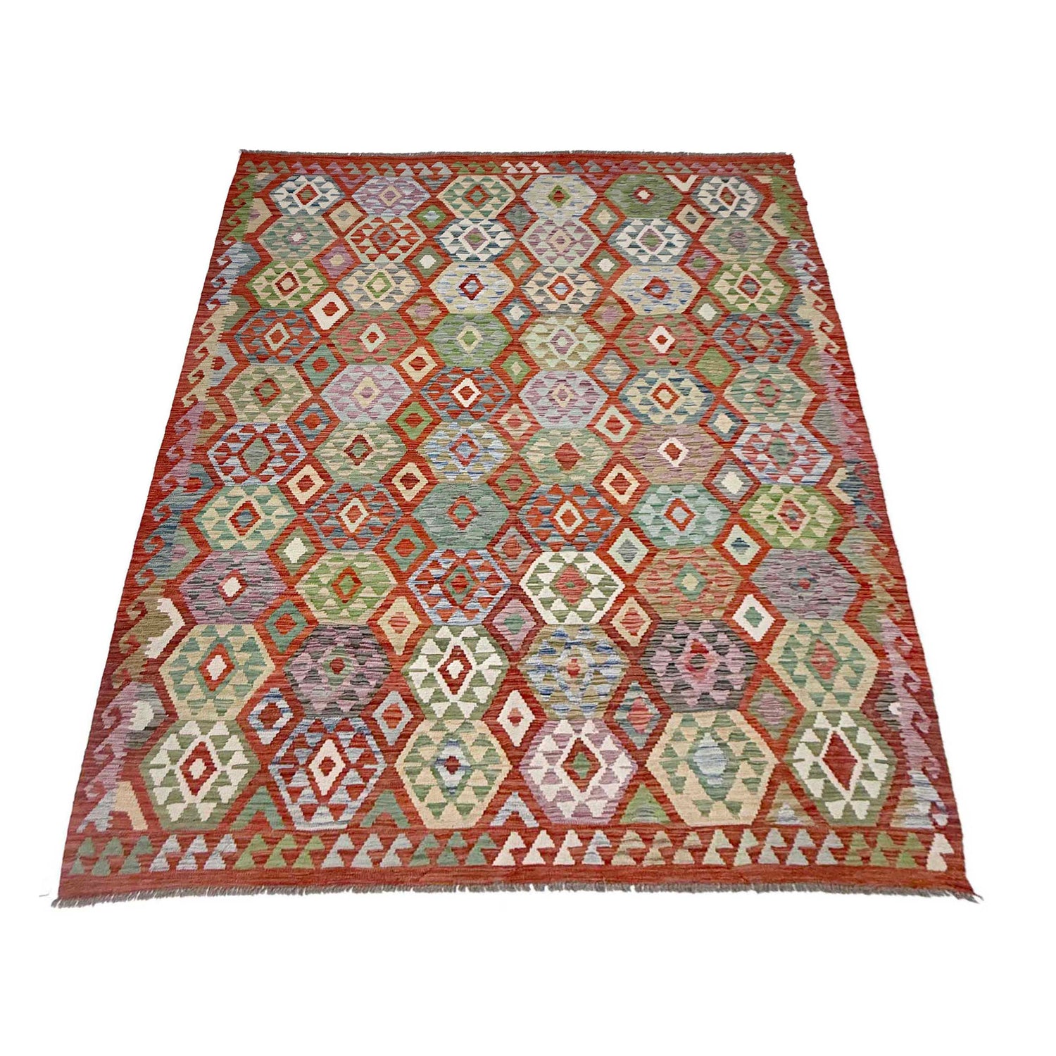 Handmade Vegetable Kelim 6' 11" x 9' 7" (ft) - No. R38683