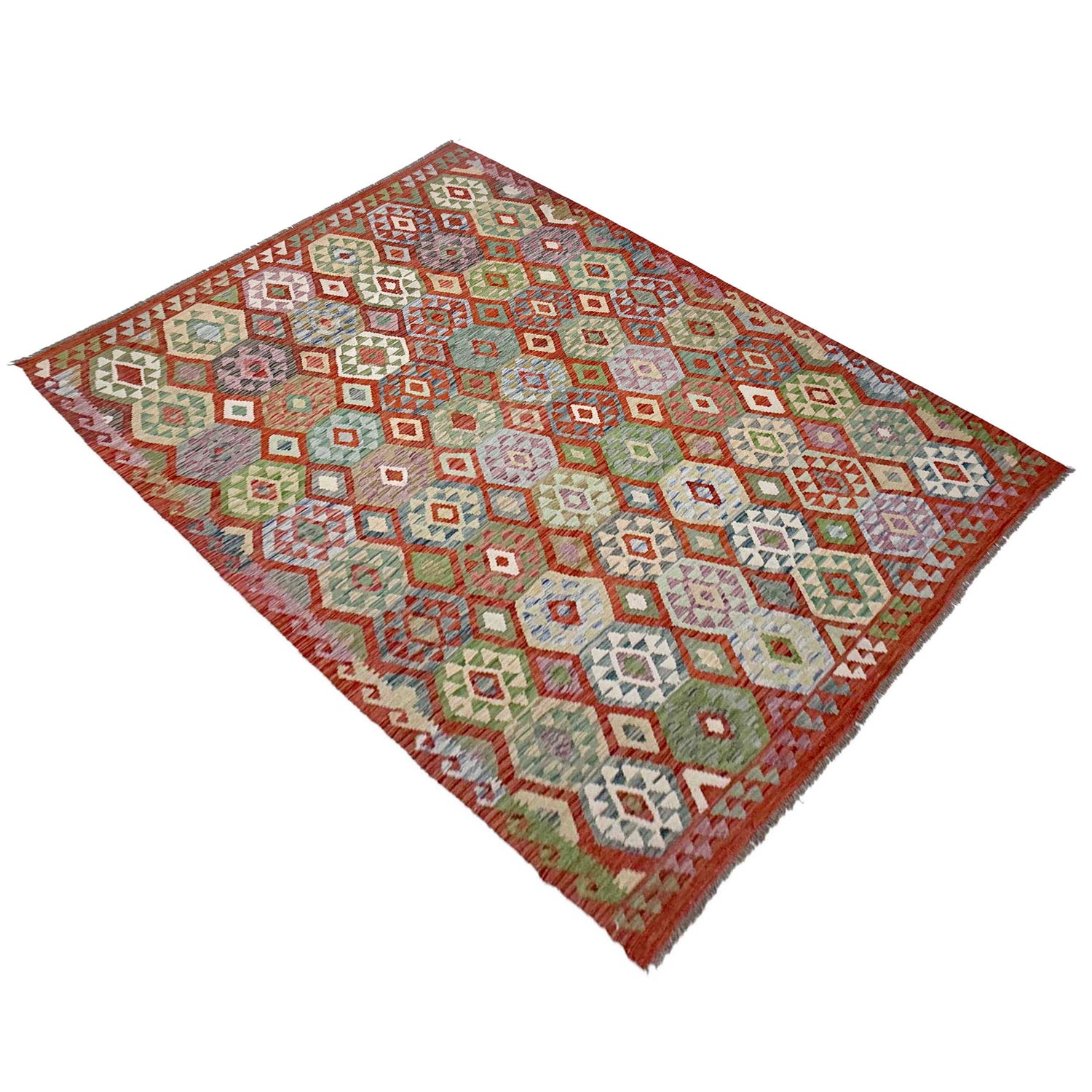 Handmade Vegetable Kelim 6' 11" x 9' 7" (ft) - No. R38683