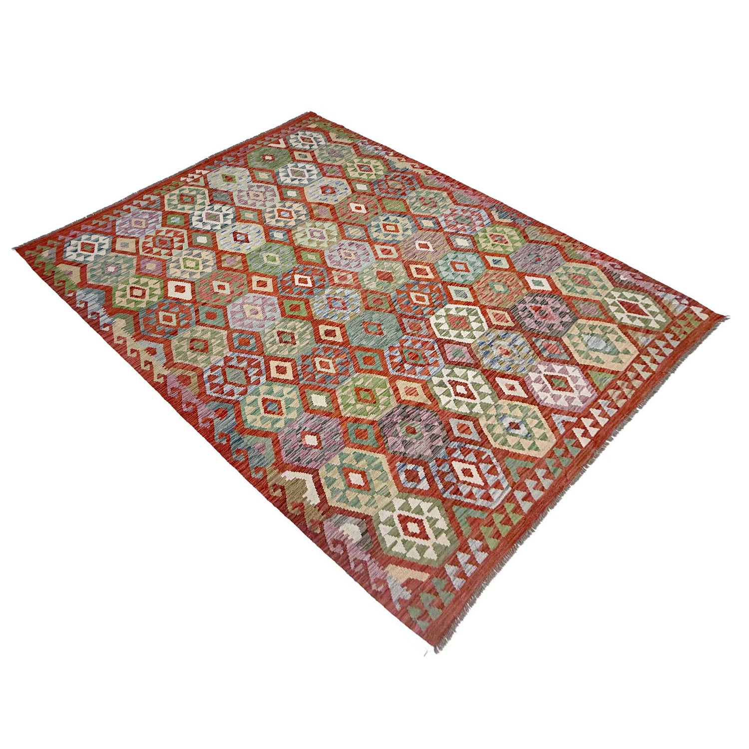 Handmade Vegetable Kelim 6' 11" x 9' 7" (ft) - No. R38683
