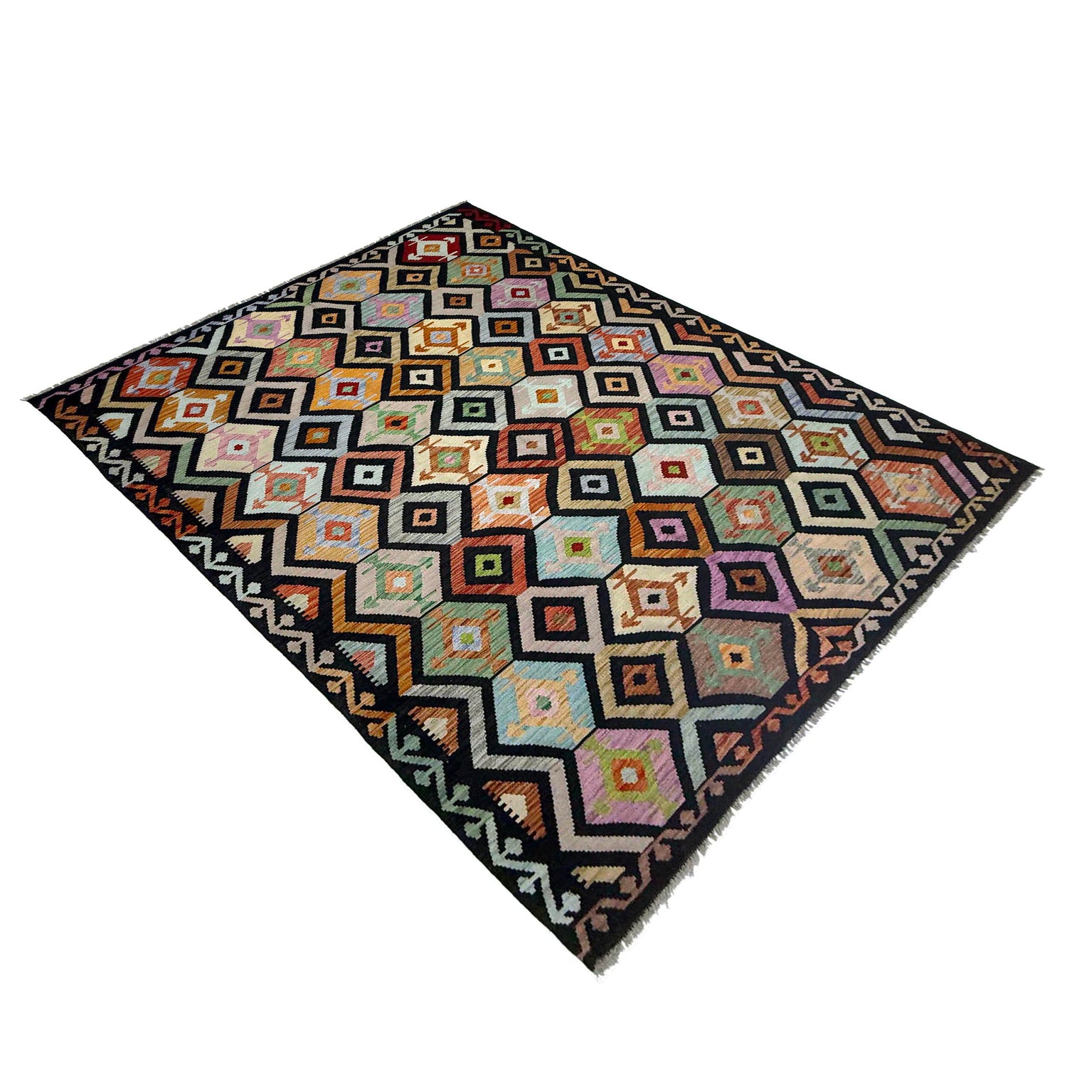 Handmade Vegetable Kelim 6' 7" x 9' 9" (ft) - No. R38688