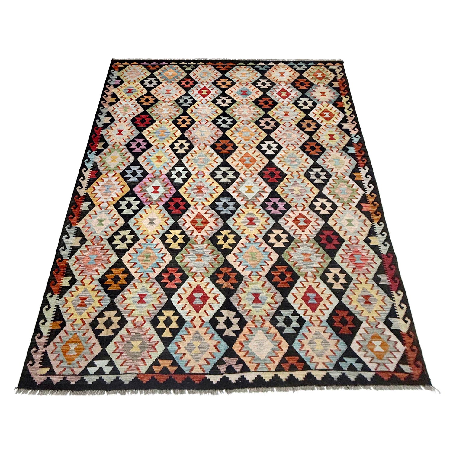 Handmade Vegetable Kilim 6' 8" x 9' 11" (ft) - No. R38692