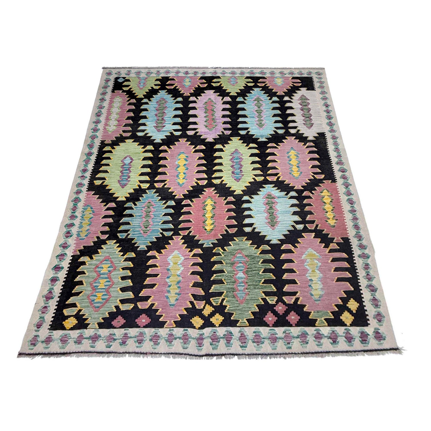 Handmade Vegetable Kilim 6' 8" x 9' 9" (ft) - No. R38699