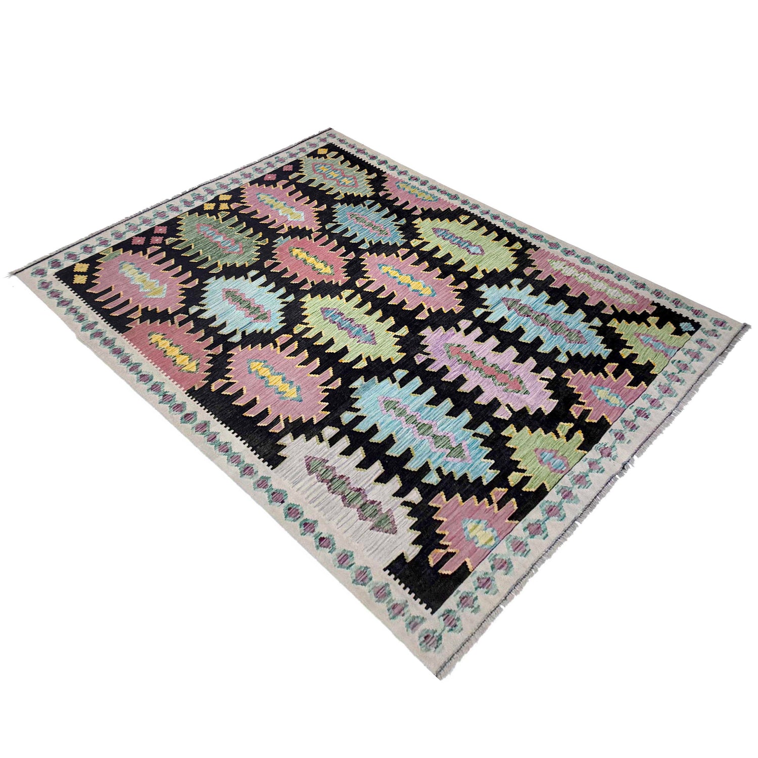 Handmade Vegetable Kilim 6' 8" x 9' 9" (ft) - No. R38699