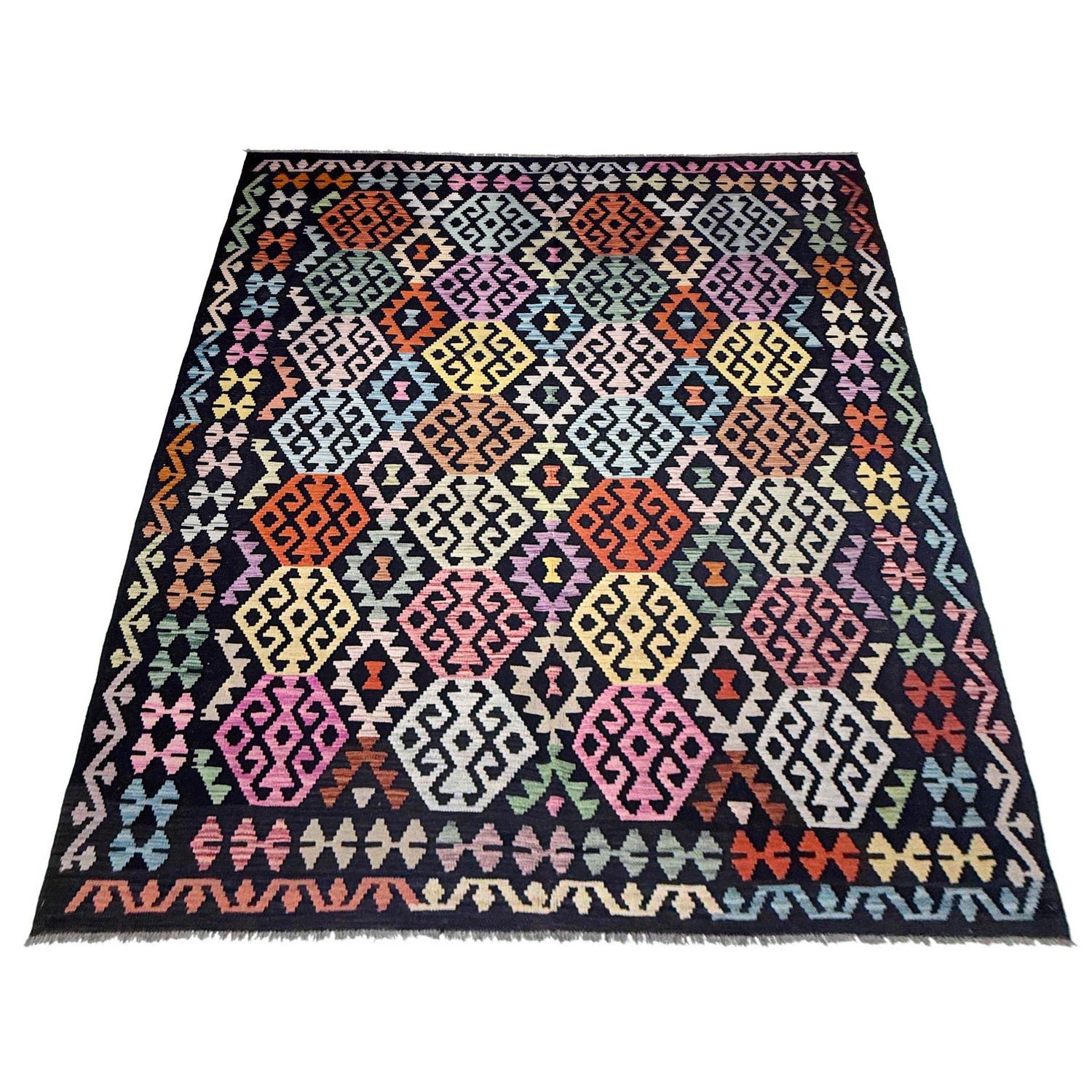 Handmade Vegetable Kelim 6' 9" x 9' 9" (ft) - No. R38702