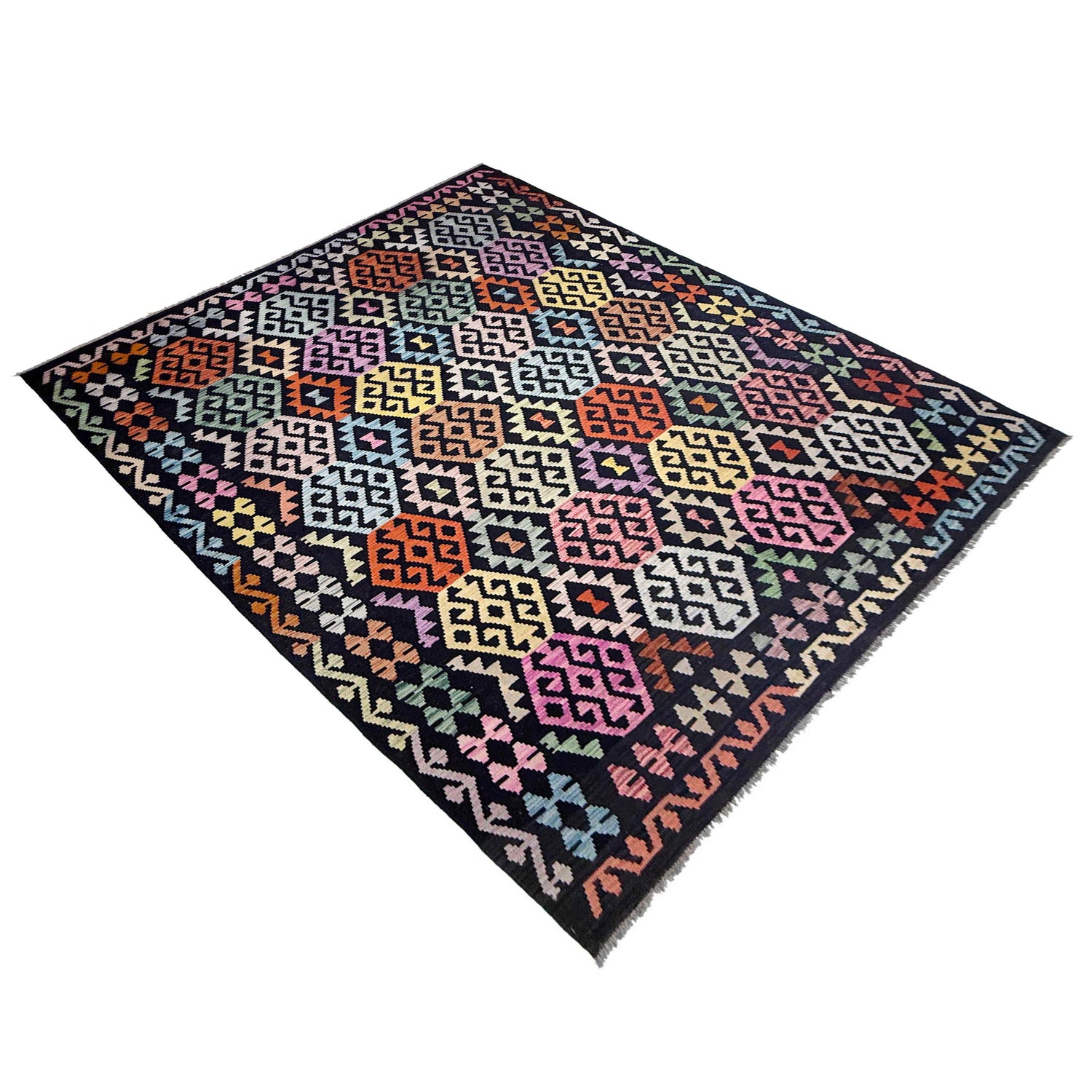Handmade Vegetable Kelim 6' 9" x 9' 9" (ft) - No. R38702