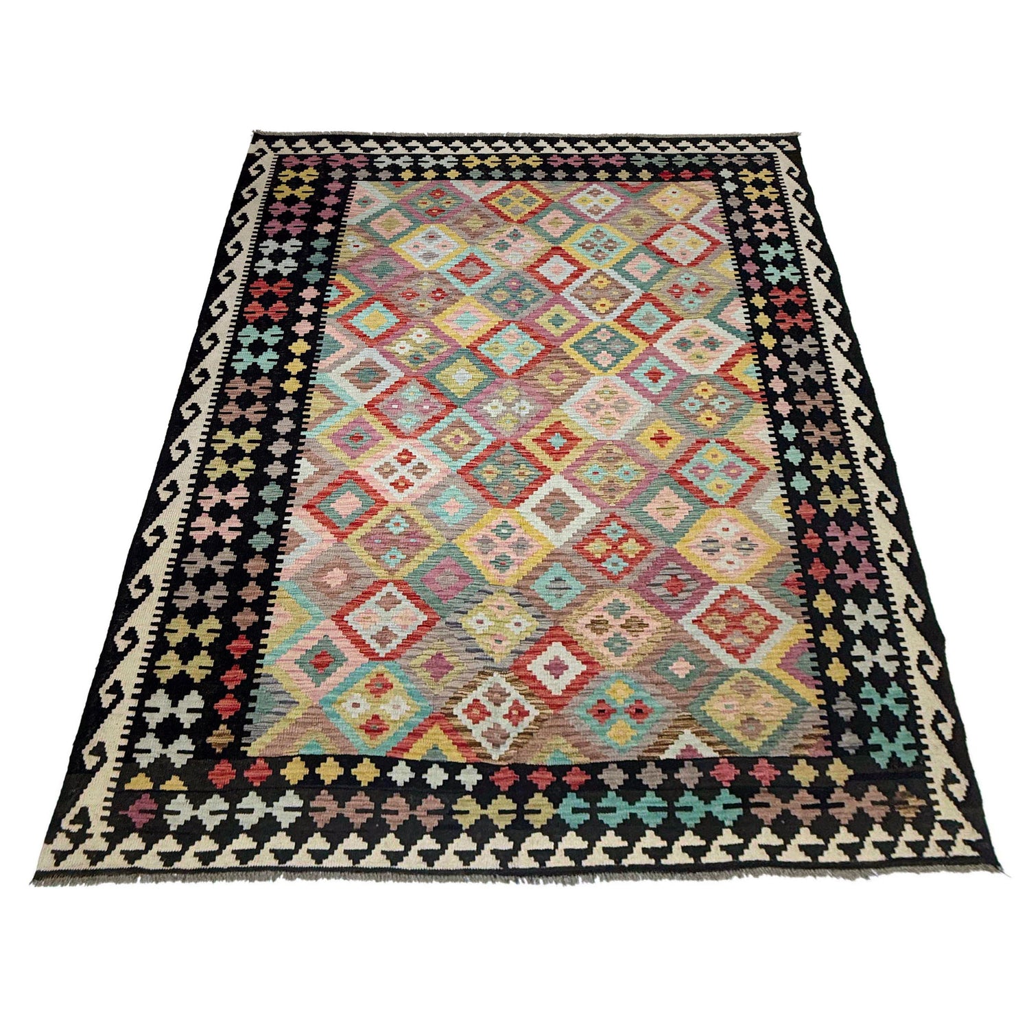 Handmade Vegetable Kilim 6' 11" x 9' 7" (ft) - No. R38713