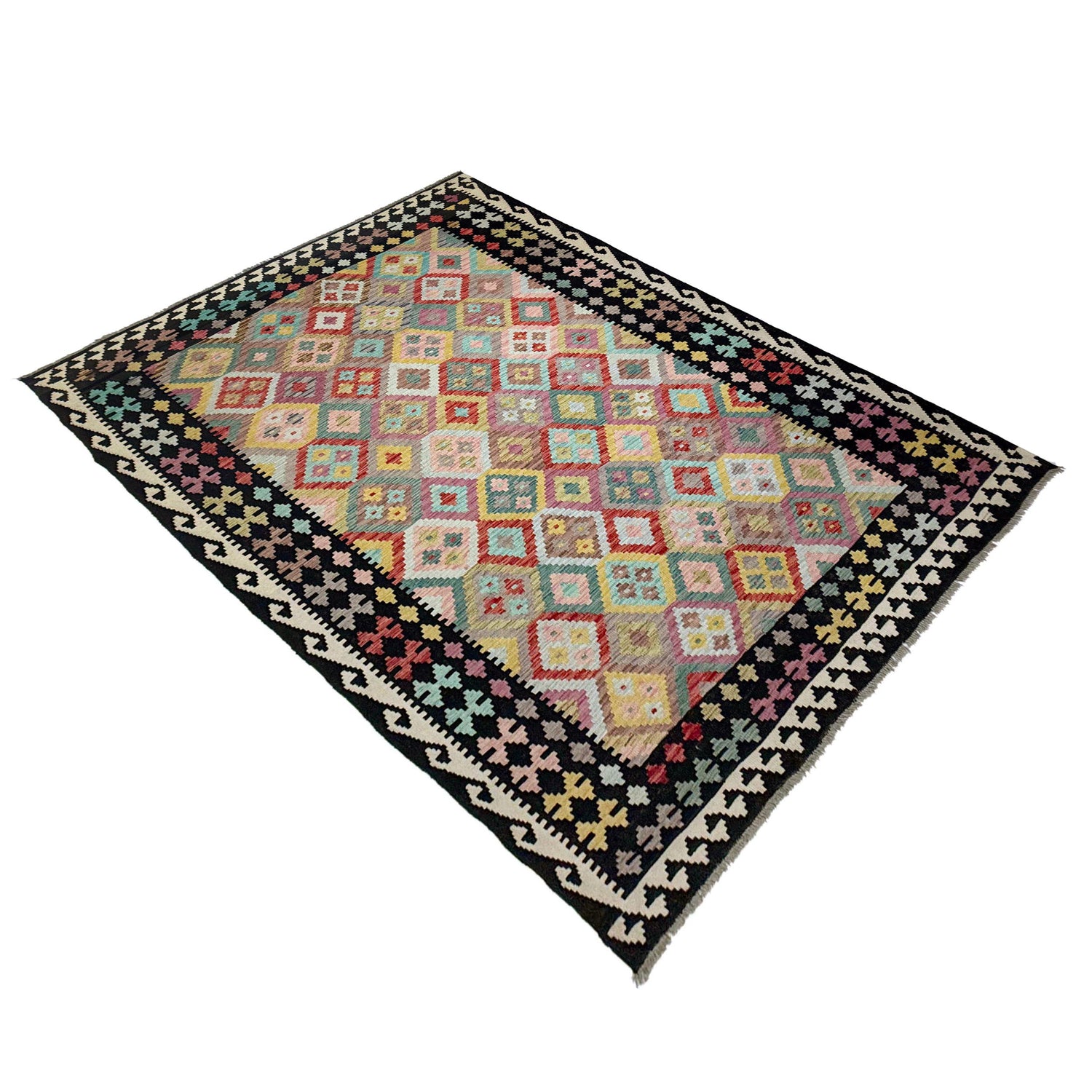 Handmade Vegetable Kilim 6' 11" x 9' 7" (ft) - No. R38713