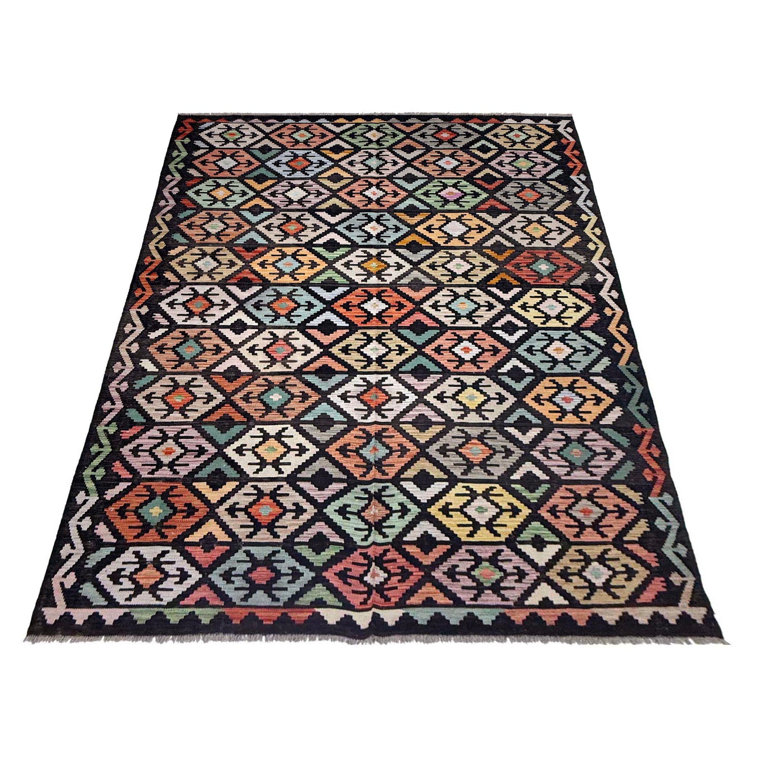 Handmade Vegetable Kelim 6' 4" x 9' 9" (ft) - No. R38714