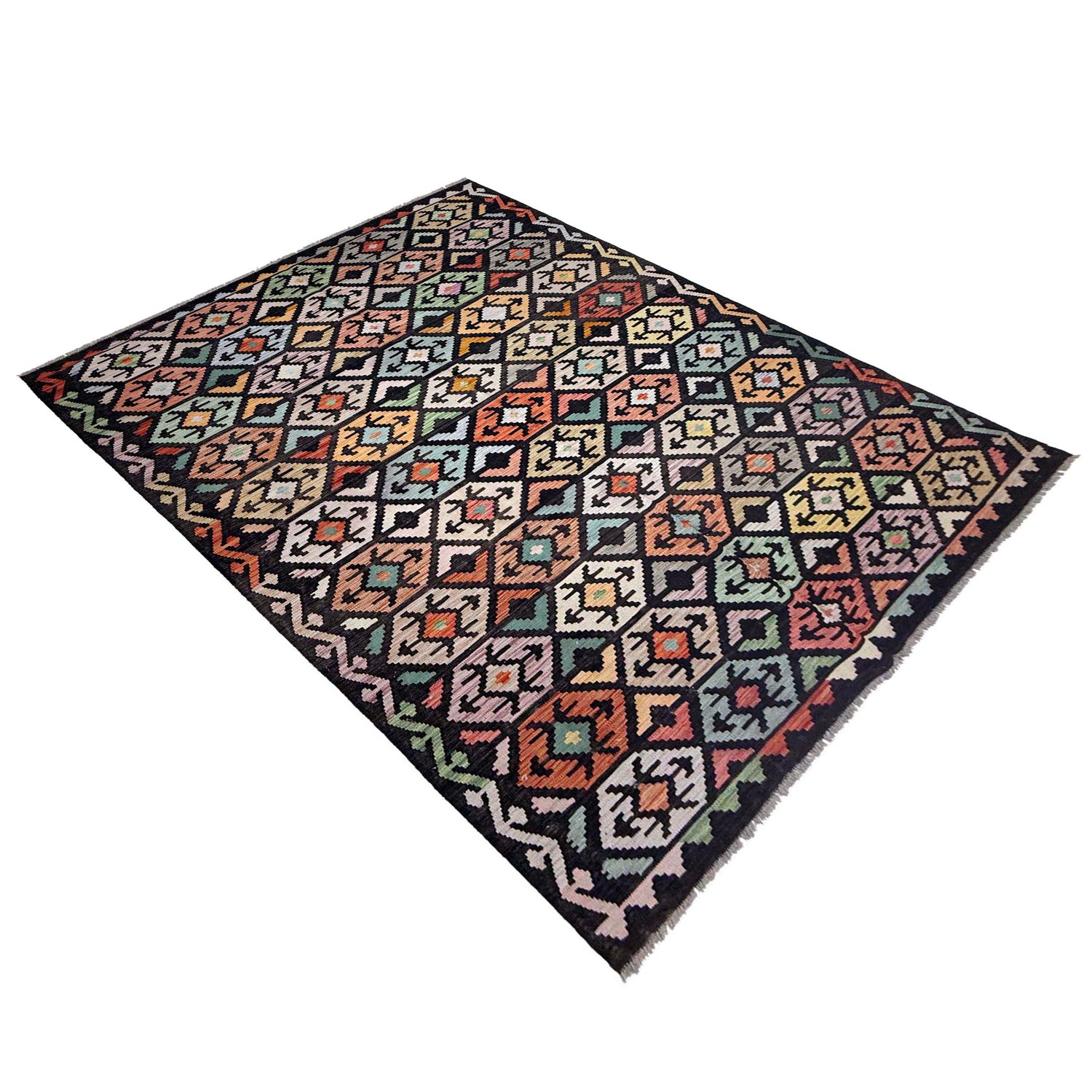 Handmade Vegetable Kelim 6' 4" x 9' 9" (ft) - No. R38714