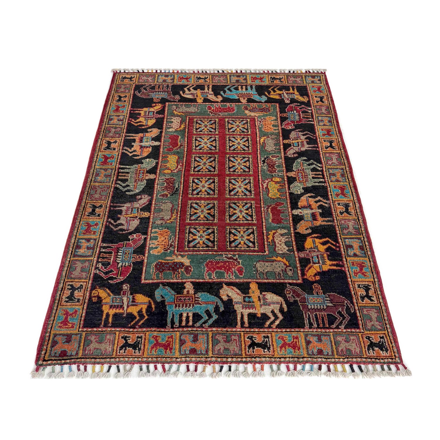 Persian Style Shikargah Carpet 3' 3" x 4' 10" (ft) - No. R38792