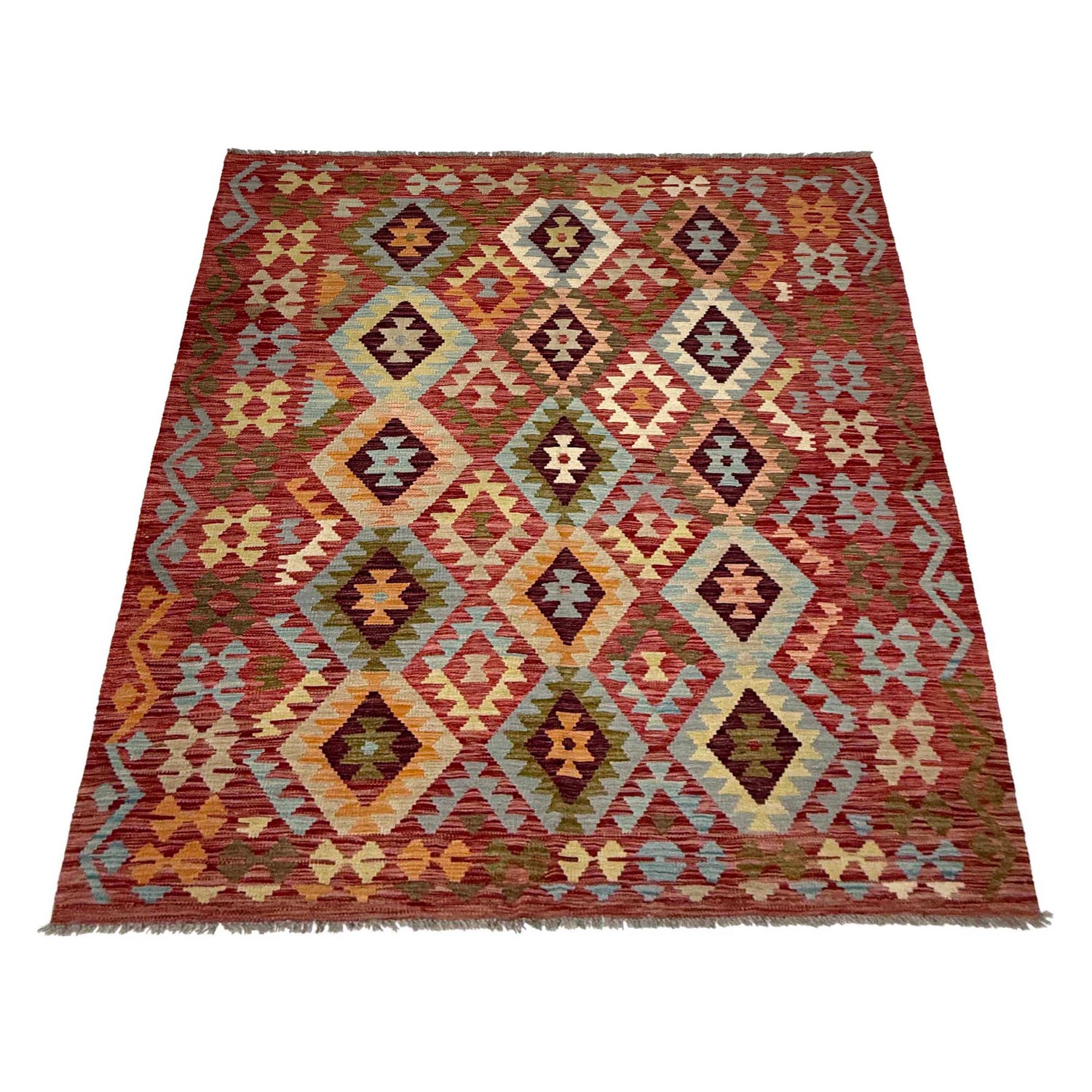 Handmade Vegetable Kilim 5' 1" x 6' 11" (ft) - No. R38806