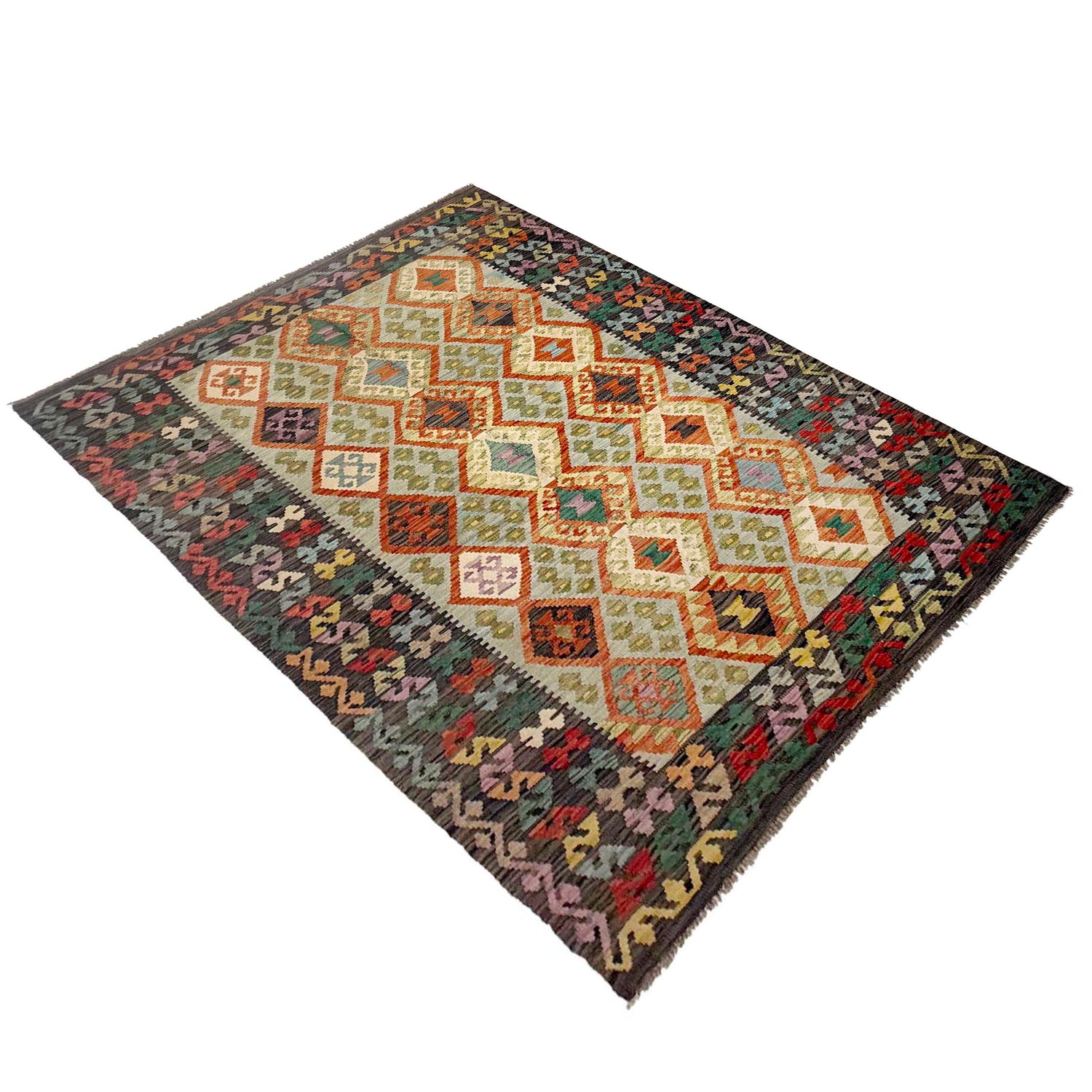Handmade Vegetable Kilim 5' 7" x 8' 0" (ft) - No. R38809