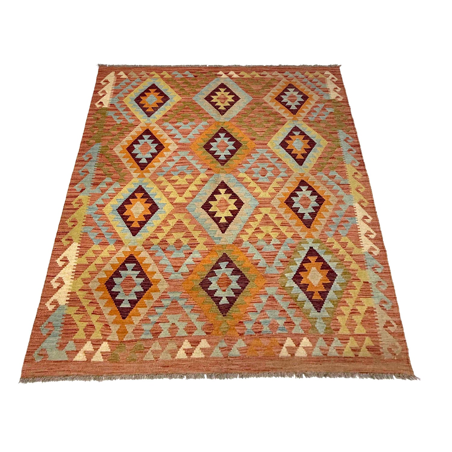 Handmade Vegetable Kilim 4' 7" x 6' 6" (ft) - No. R38811