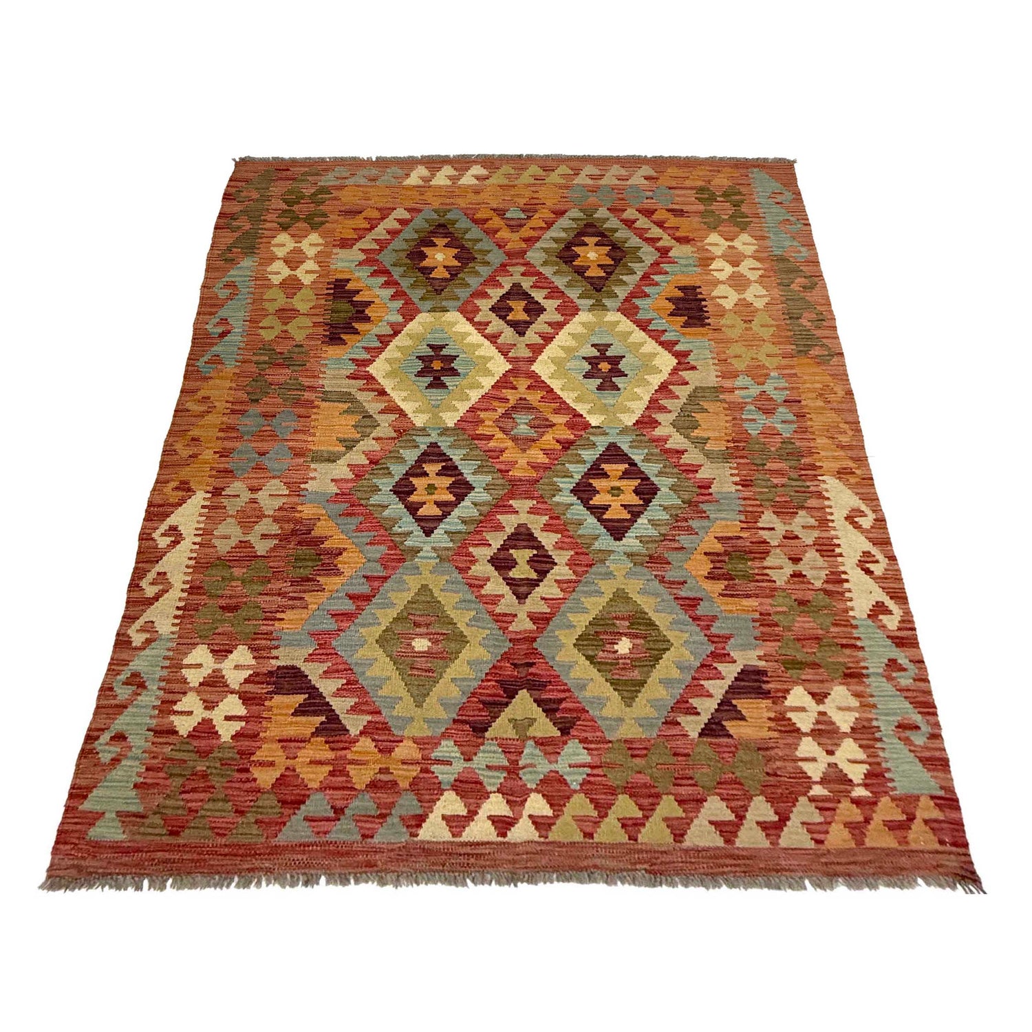 Handmade Vegetable Kilim 4' 5" x 6" 4" (ft) - No. R38822