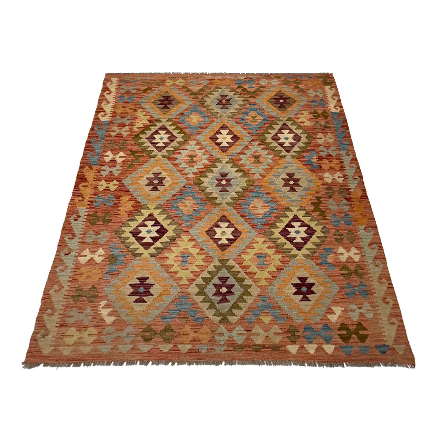 Handmade Vegetable Kelim 4' 5" x 6" 7" (ft) - No. R38823