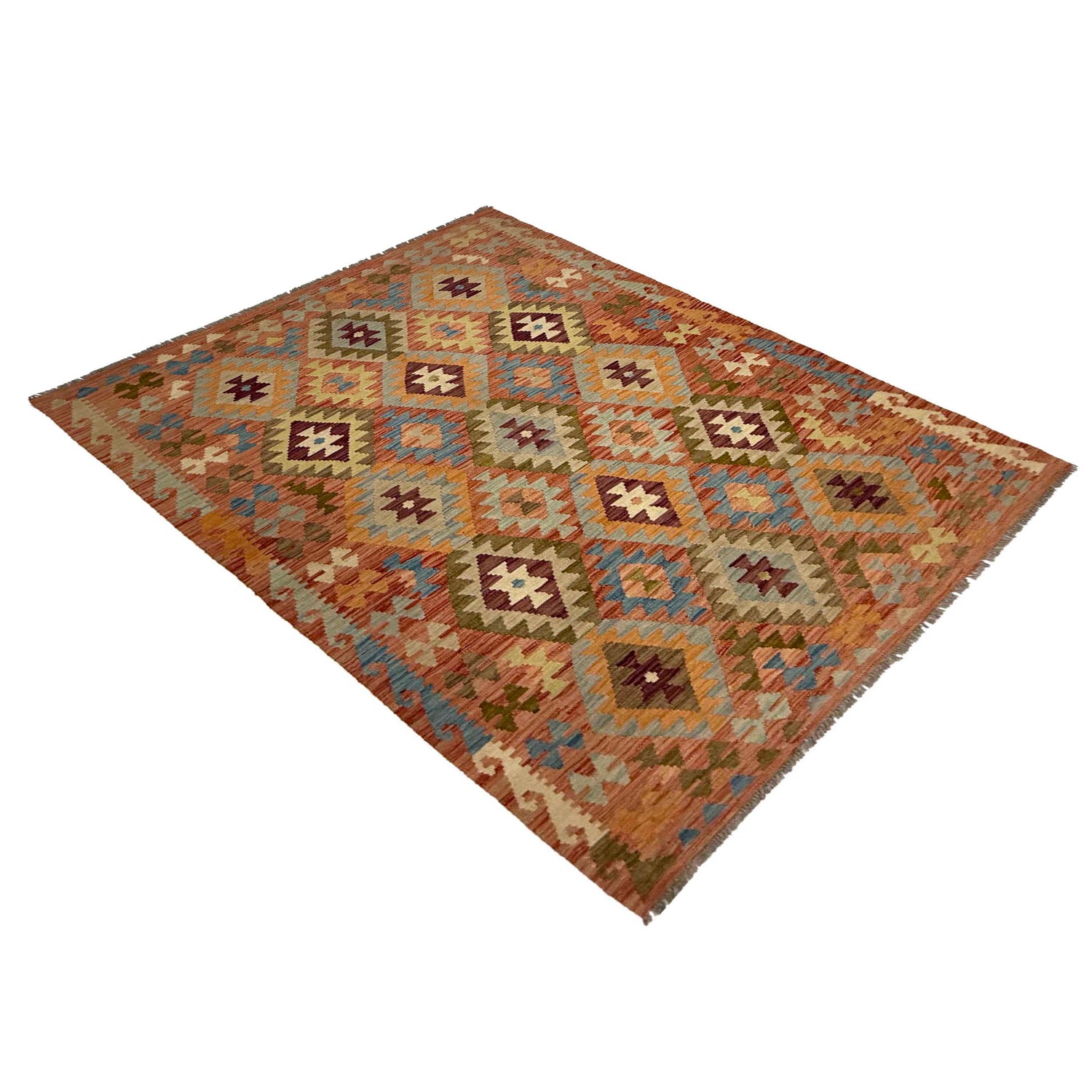 Handmade Vegetable Kelim 4' 5" x 6" 7" (ft) - No. R38823