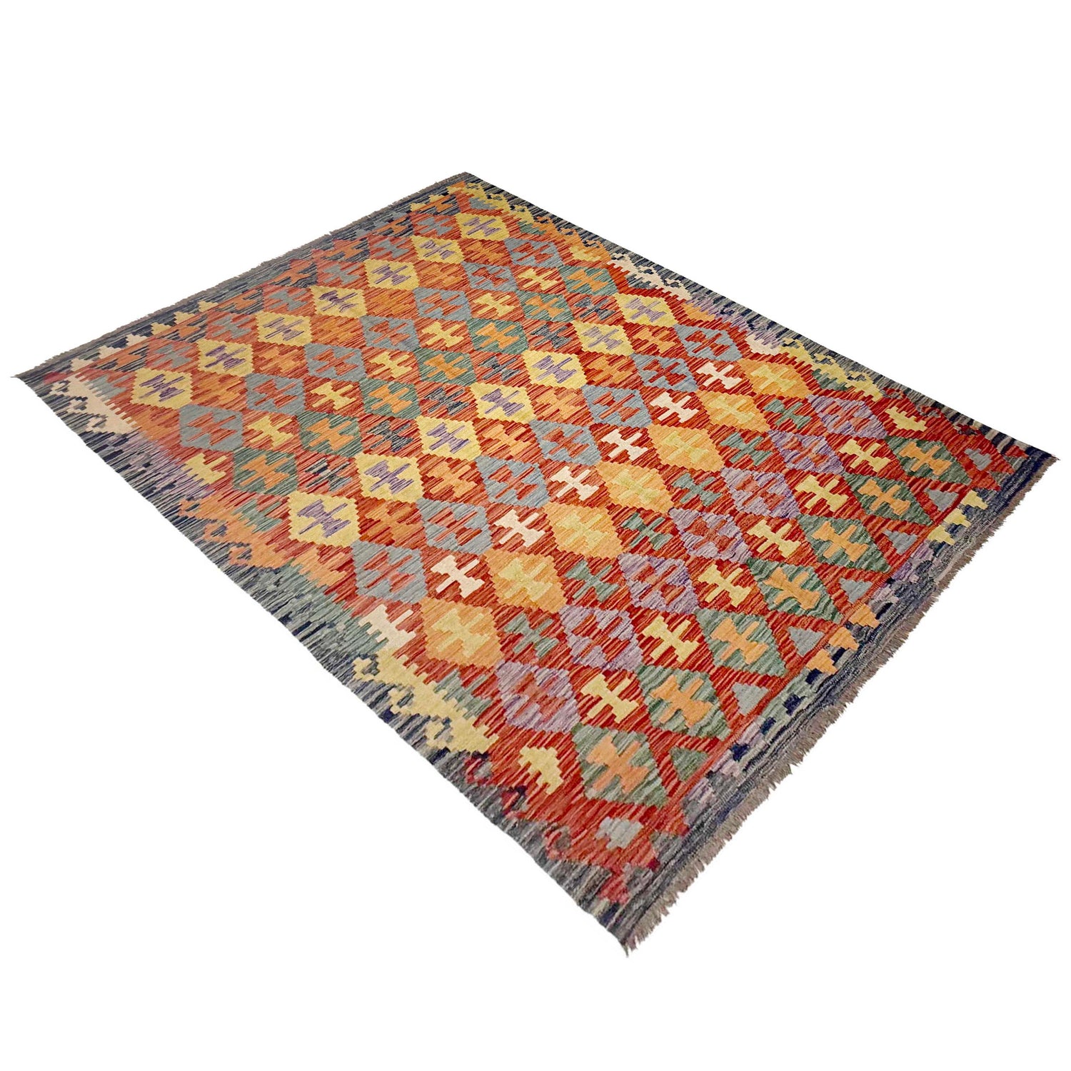 Handmade Vegetable Kelim 6' 0" x 8' 1" (ft) - No. R38940