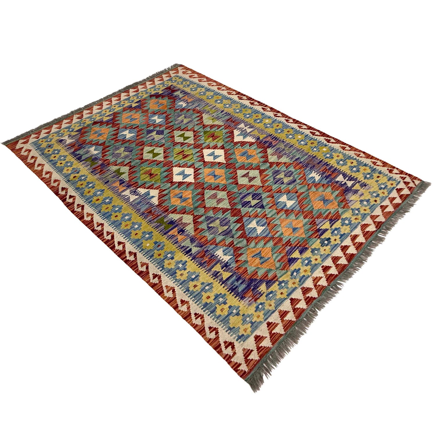 Handmade Vegetable Kilim 4' 9" x 6' 8" (ft) - No. R38942