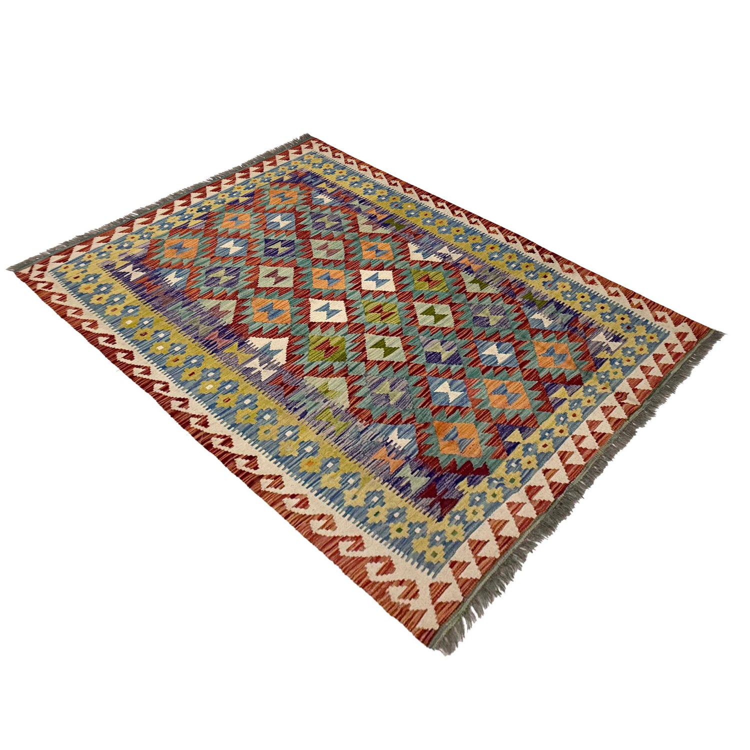 Handmade Vegetable Kilim 4' 9" x 6' 8" (ft) - No. R38942