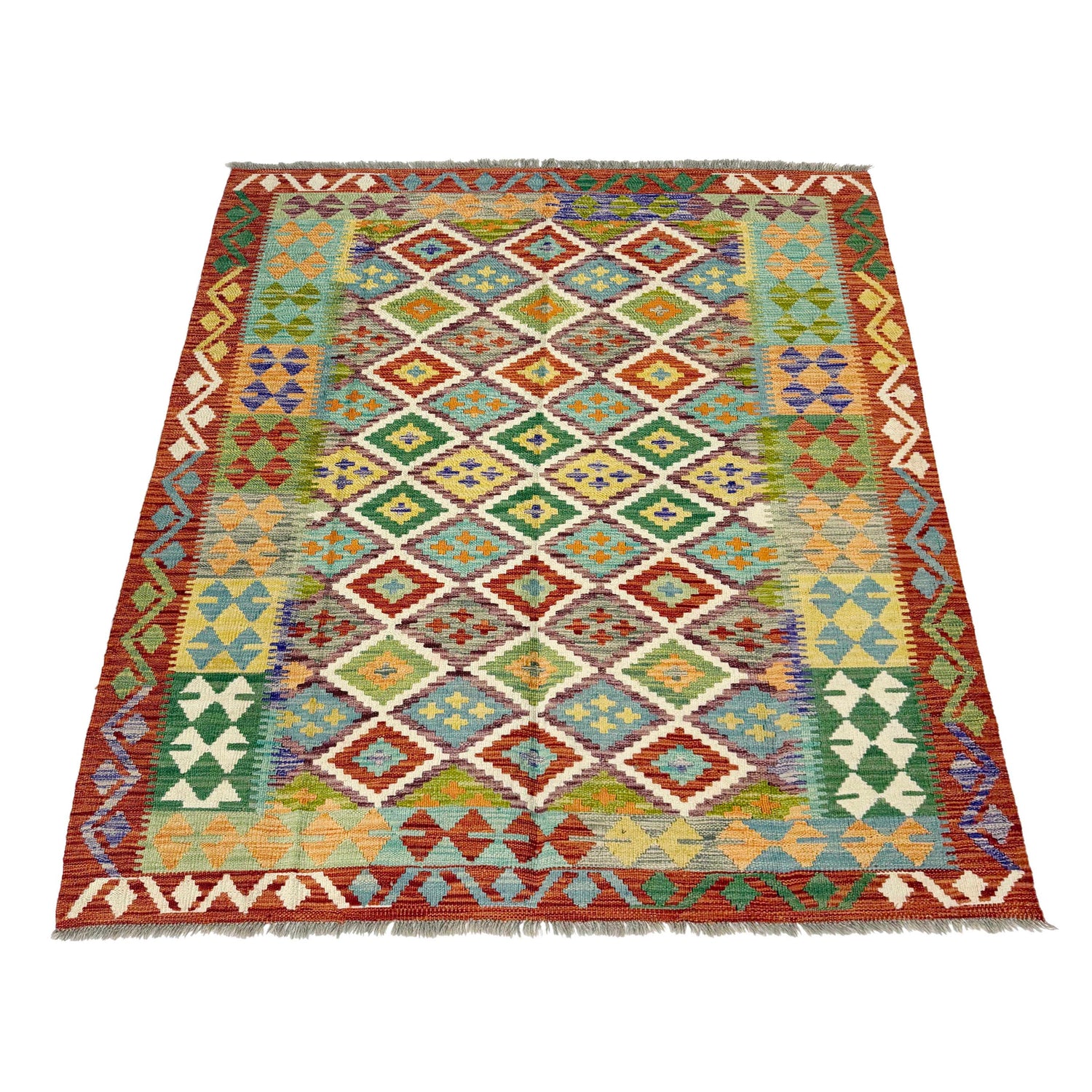 Handmade Vegetable Kilim 5' 1" x 6' 4" (ft) - No. R38947