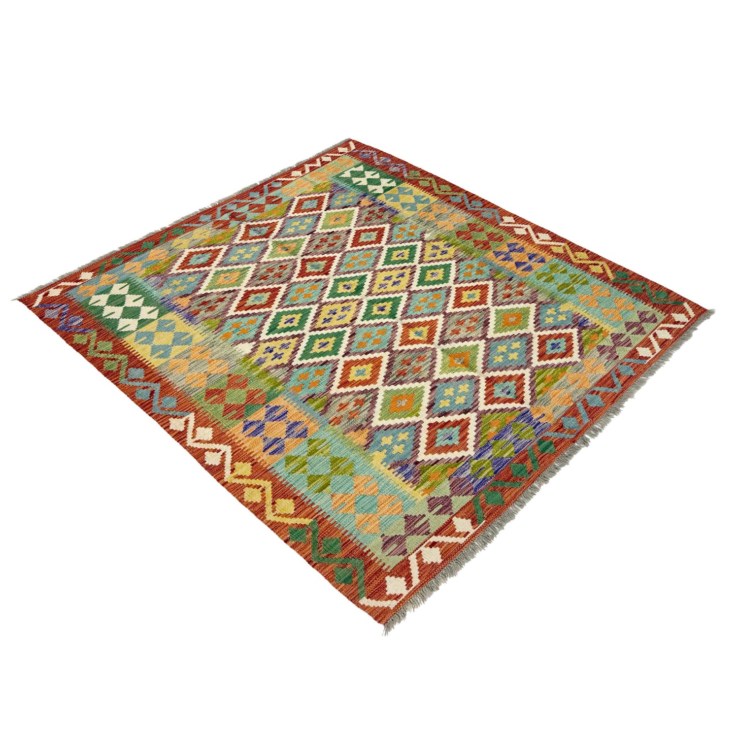 Handmade Vegetable Kilim 5' 1" x 6' 4" (ft) - No. R38947