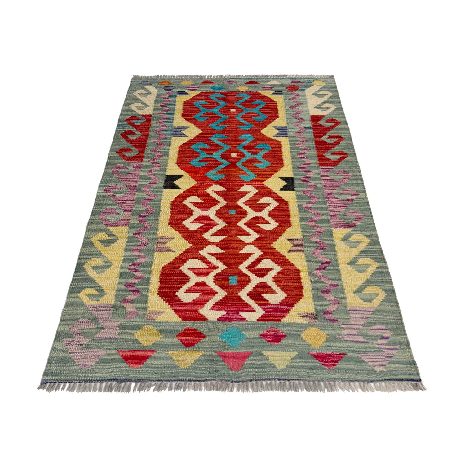 Handmade Vegetable Kilim 2' 8" x 4' 2" (ft) - No. R38952