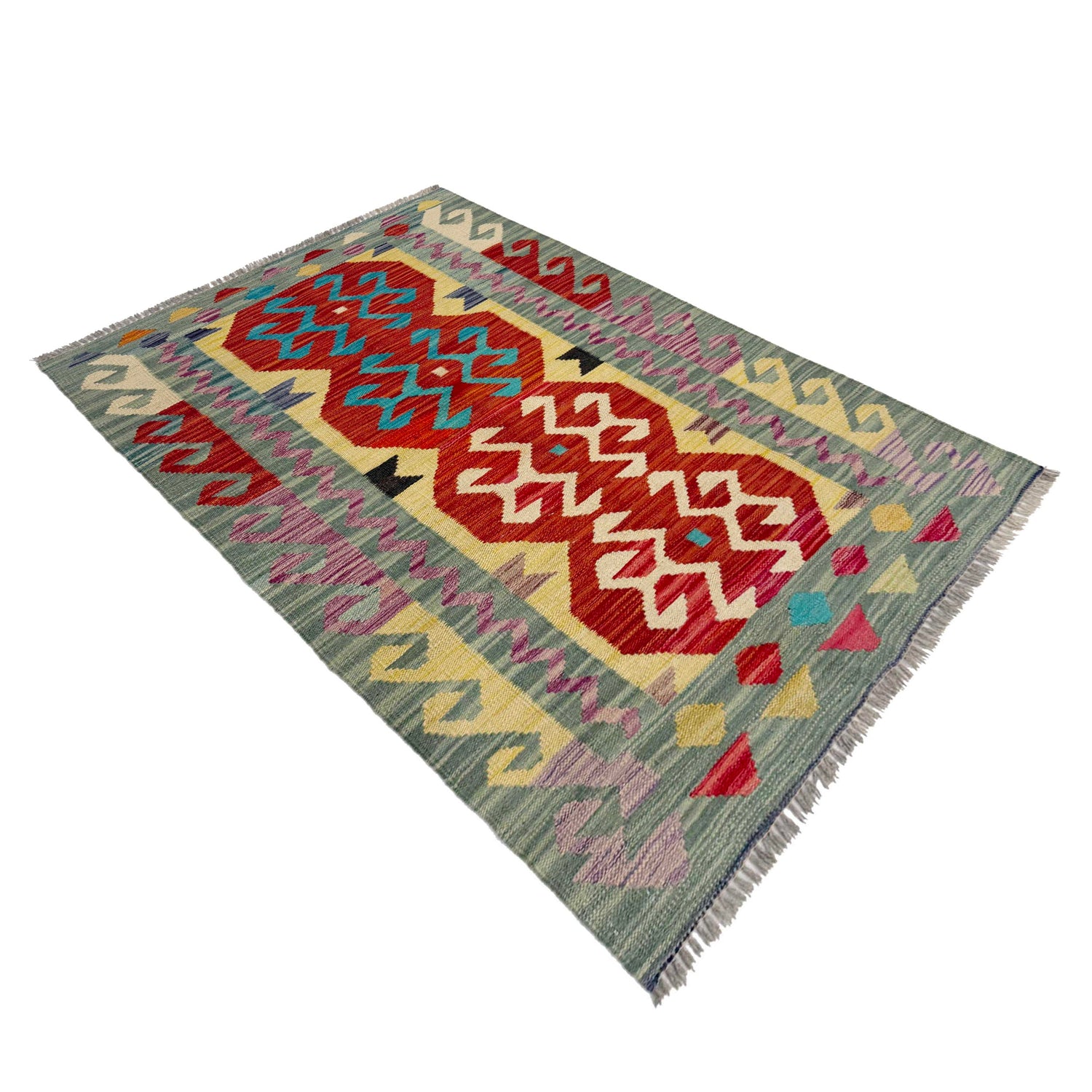 Handmade Vegetable Kilim 2' 8" x 4' 2" (ft) - No. R38952