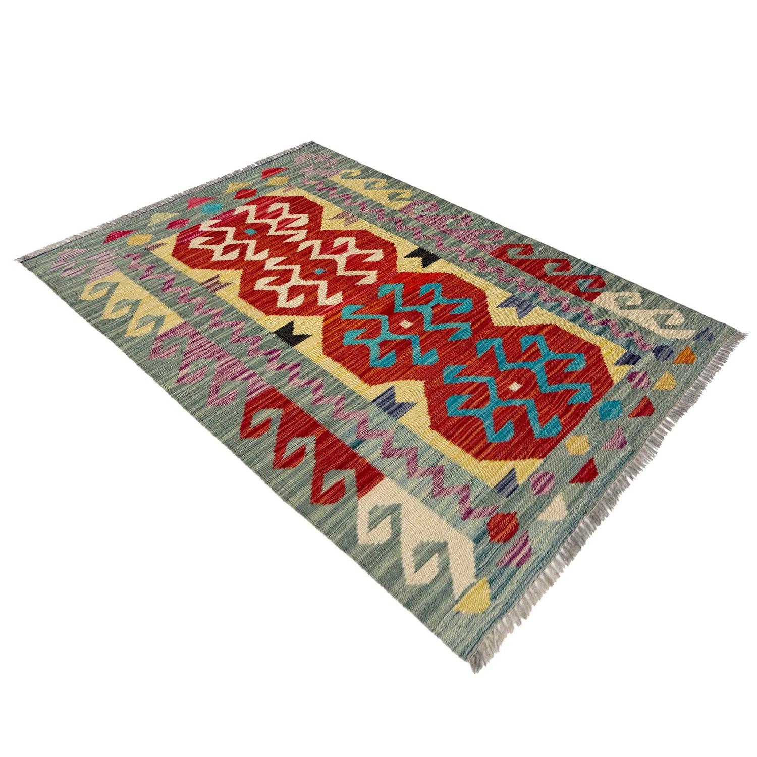 Handmade Vegetable Kilim 2' 8" x 4' 2" (ft) - No. R38952