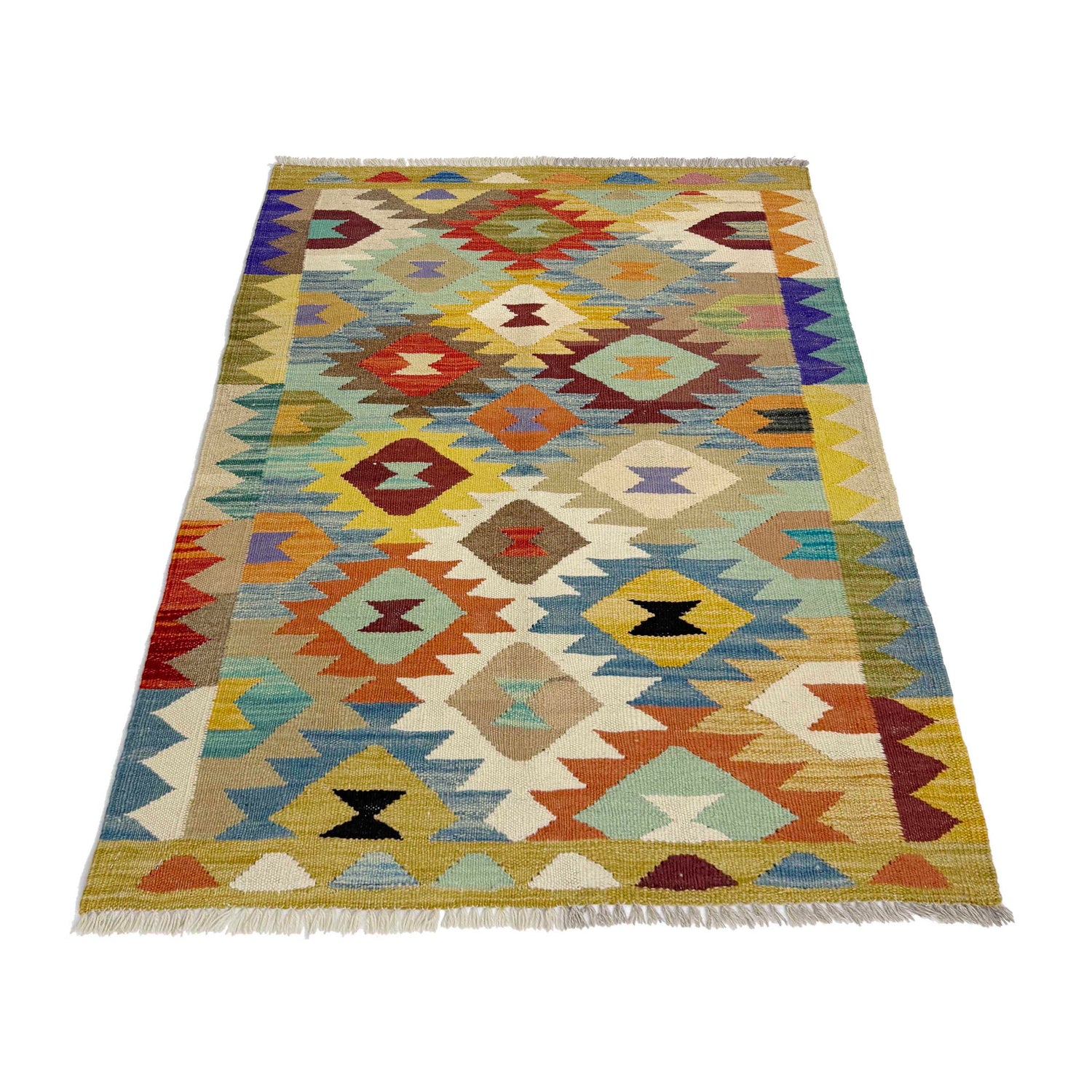 Handmade Vegetable Kilim 2' 8" x 4' 2" (ft) - No. R38956