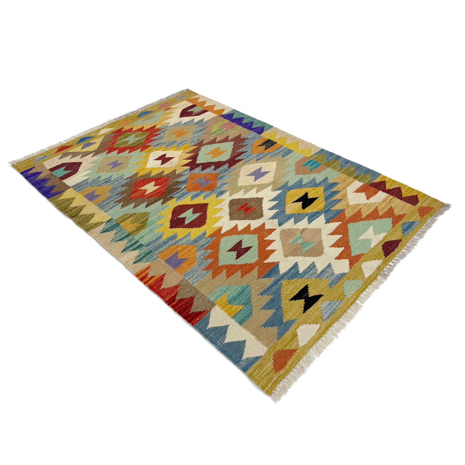 Handmade Vegetable Kilim 2' 8" x 4' 2" (ft) - No. R38956