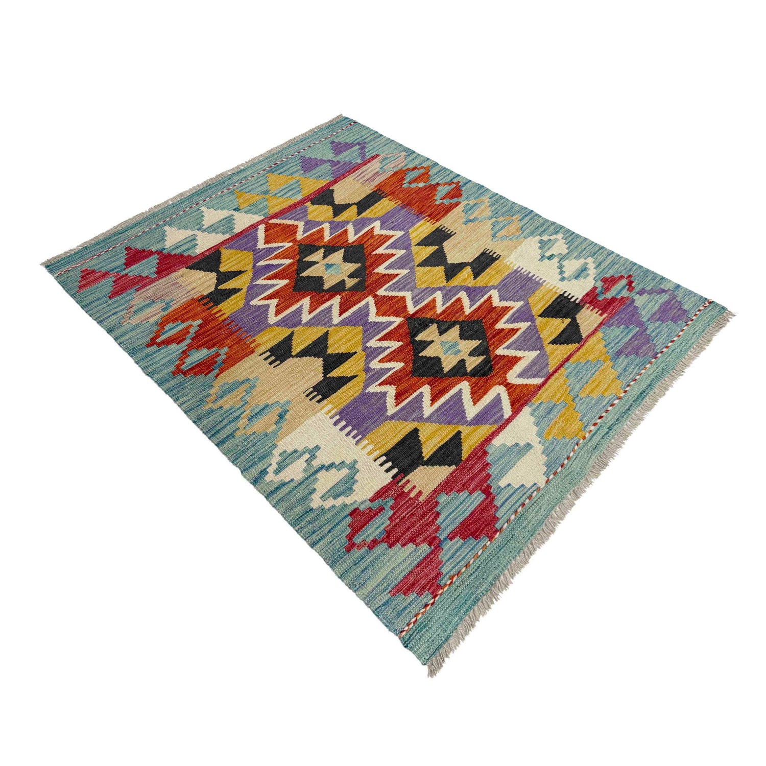 Handmade Vegetable Kelim 3' 6" x 4' 9" (ft) - No. R38982
