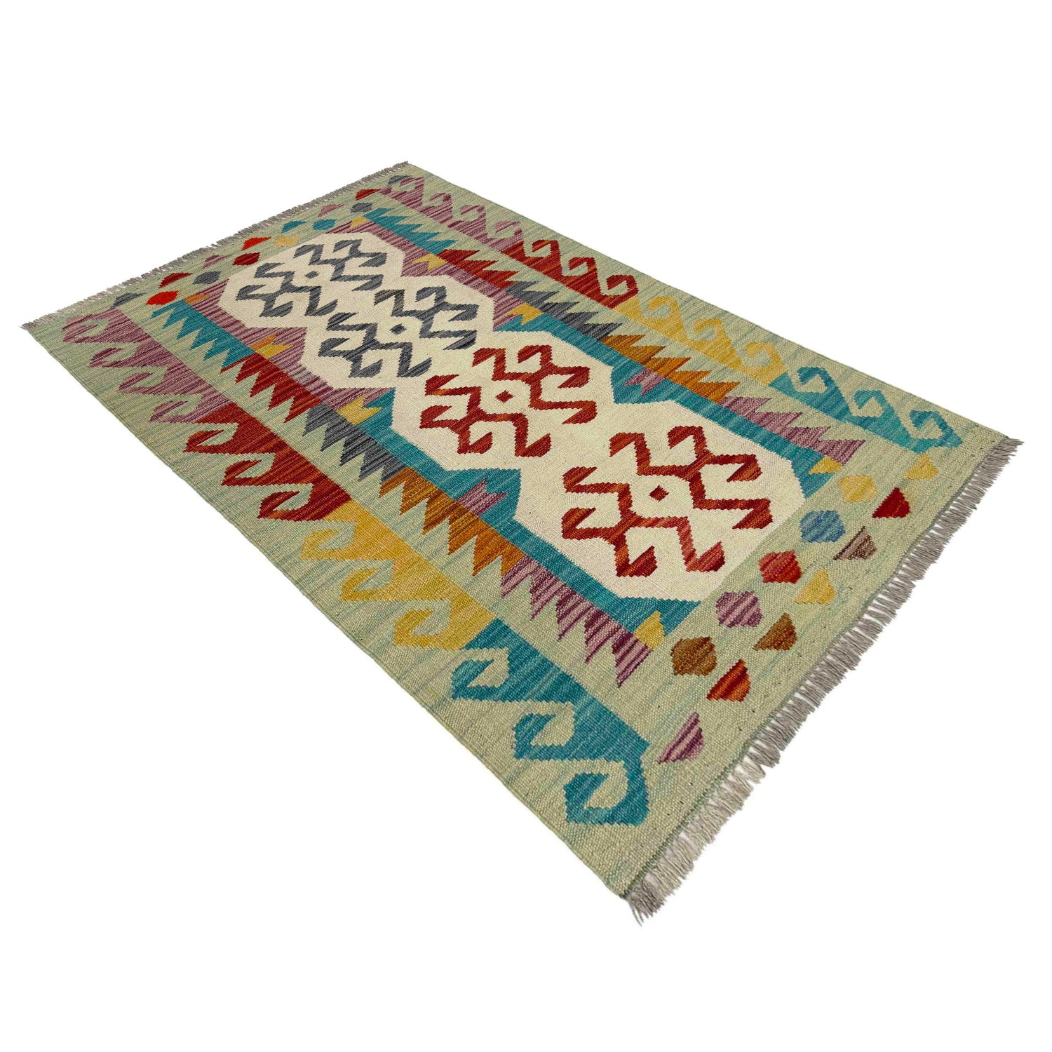 Handmade Vegetable Kilim 2' 7" x 4' 2" (ft) - No. R39018