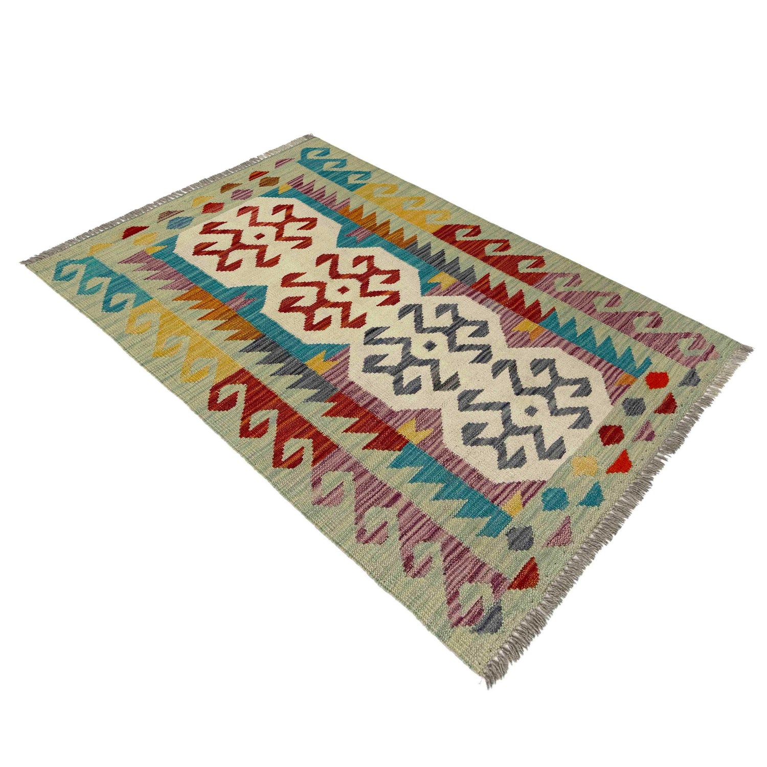 Handmade Vegetable Kilim 2' 7" x 4' 2" (ft) - No. R39018