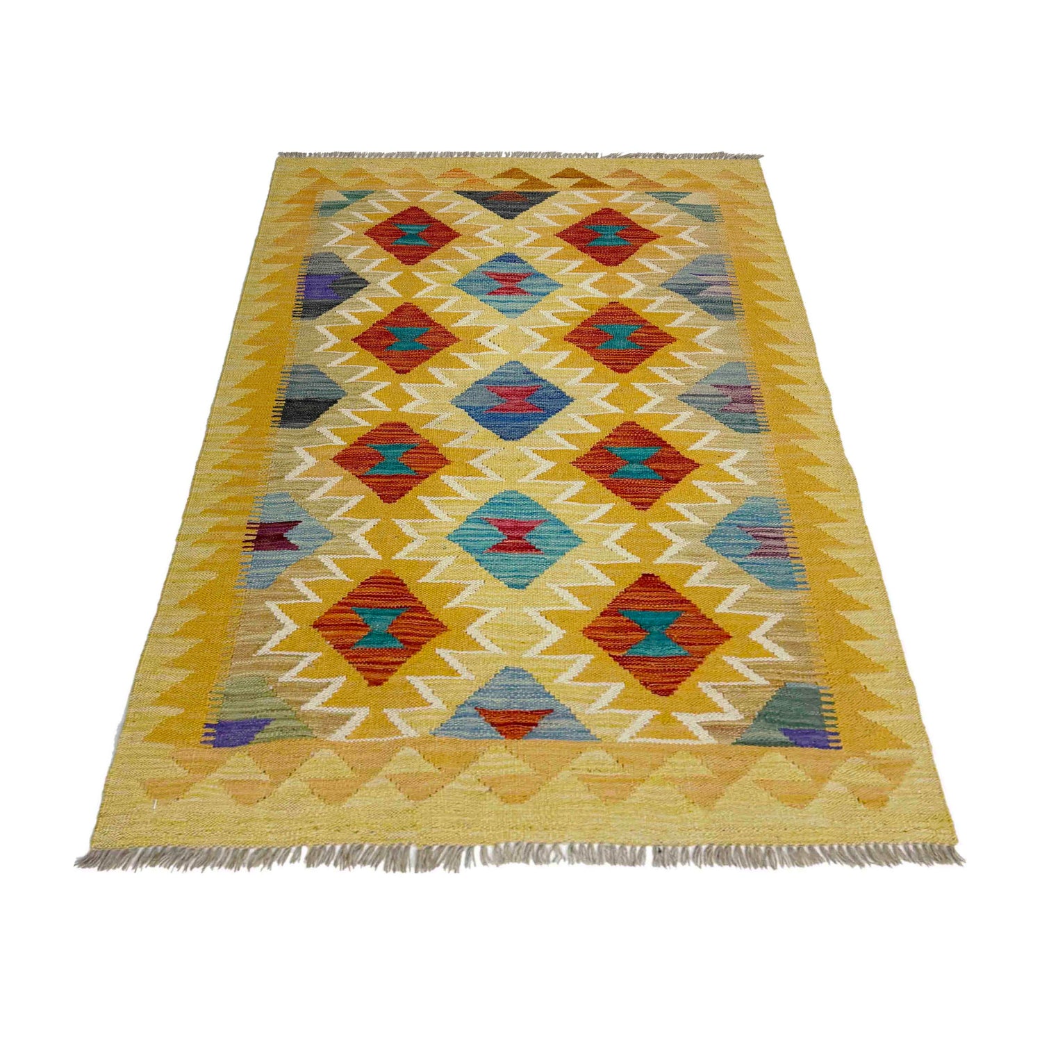 Handmade Vegetable Kelim 3' 3" x 4' 10" (ft) - No. R39024