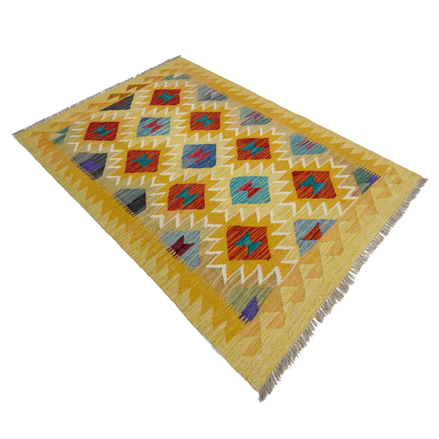 Handmade Vegetable Kelim 3' 3" x 4' 10" (ft) - No. R39024