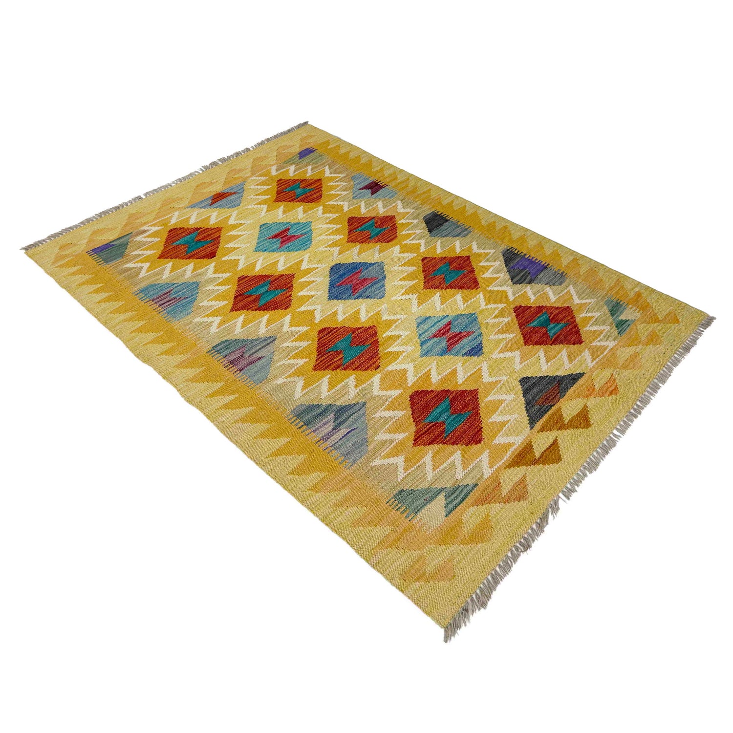 Handmade Vegetable Kelim 3' 3" x 4' 10" (ft) - No. R39024